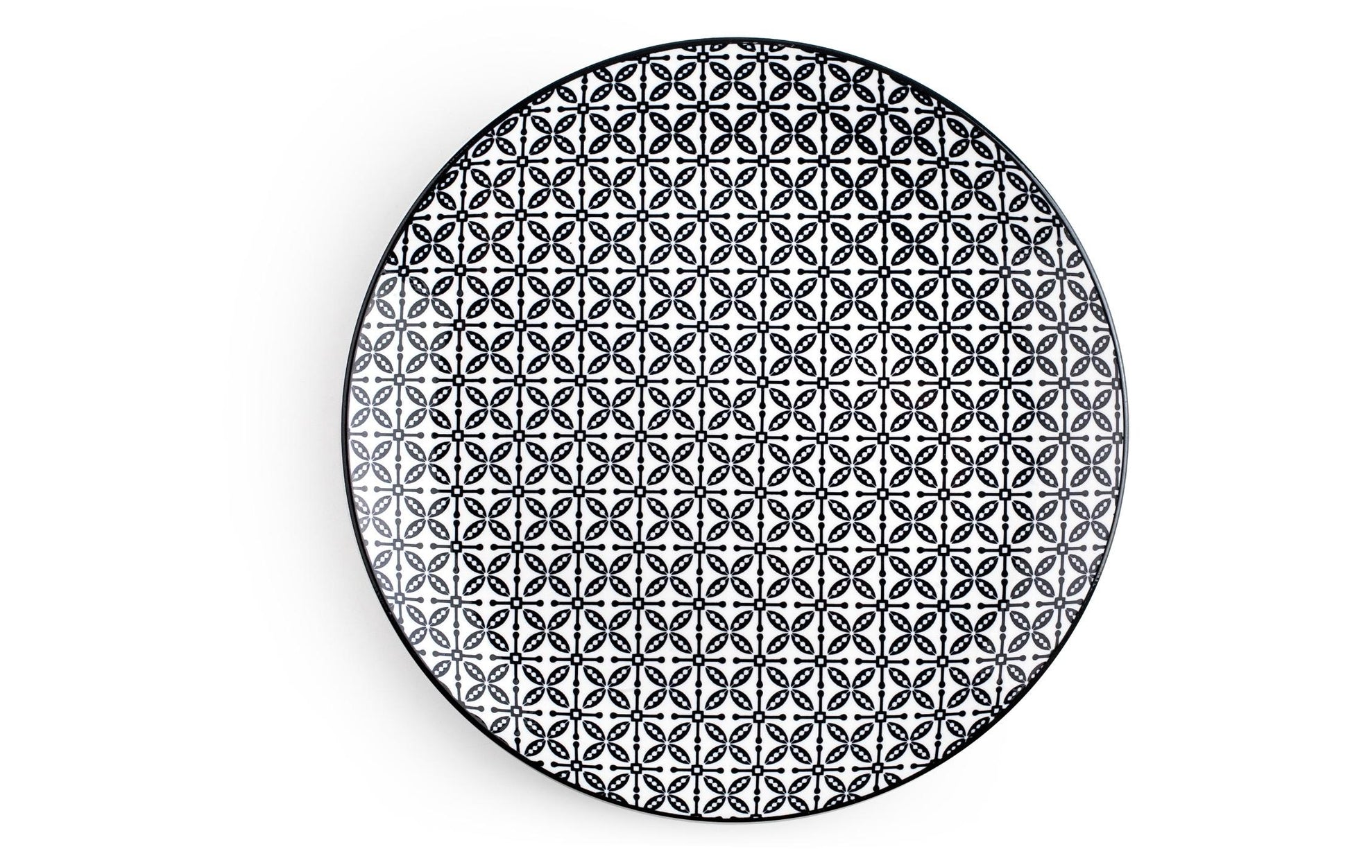 Ibili Speise-Service – 12-teilig, Ø 26,8/20/19,2 cm, Porzellan, Schwarz/Weiss, spülmaschinenfest