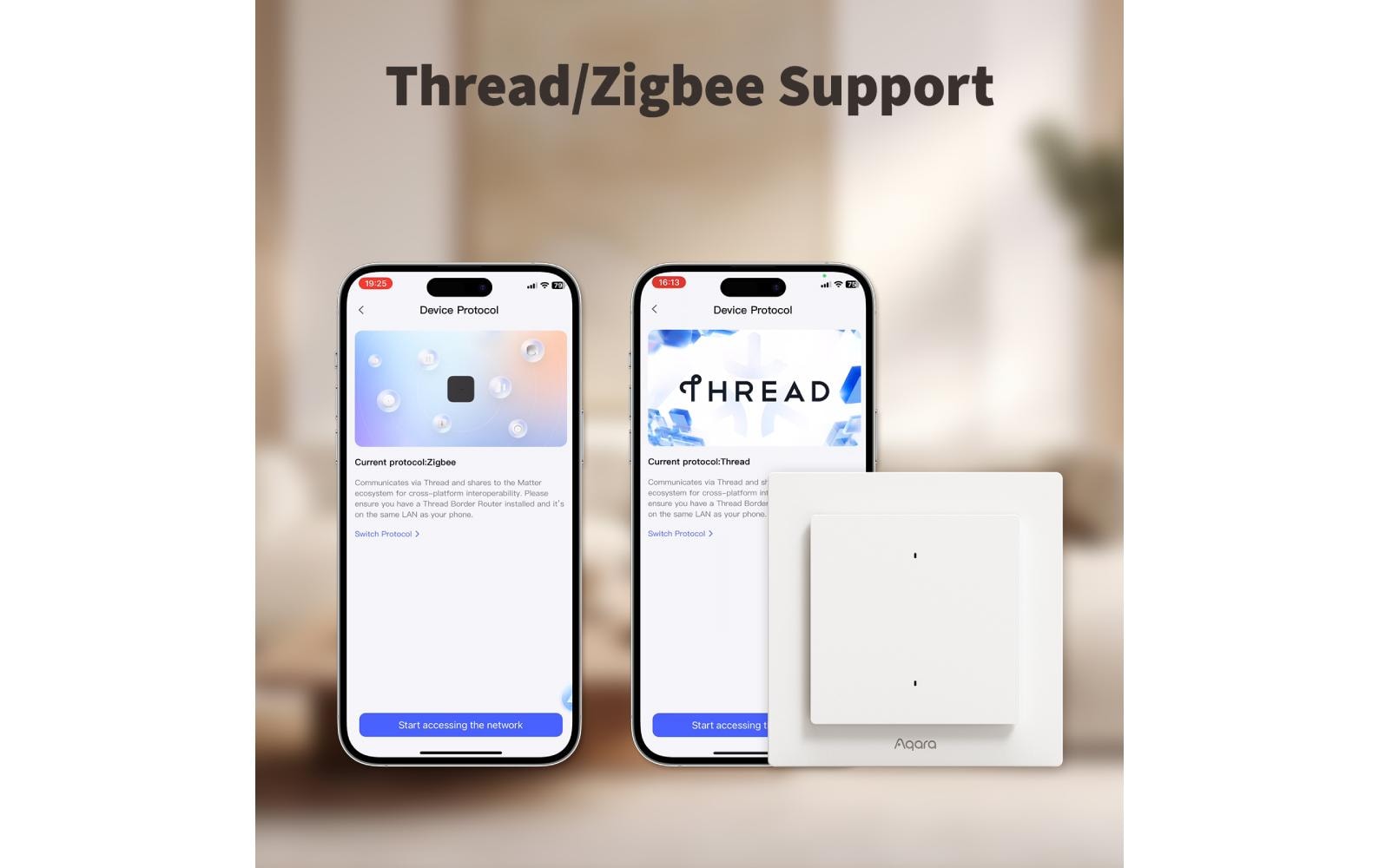 Aqara H2 – Smart-Taster – Bluetooth, WLAN, 2 Kanäle – für Matter, Zigbee 3.0, Thread