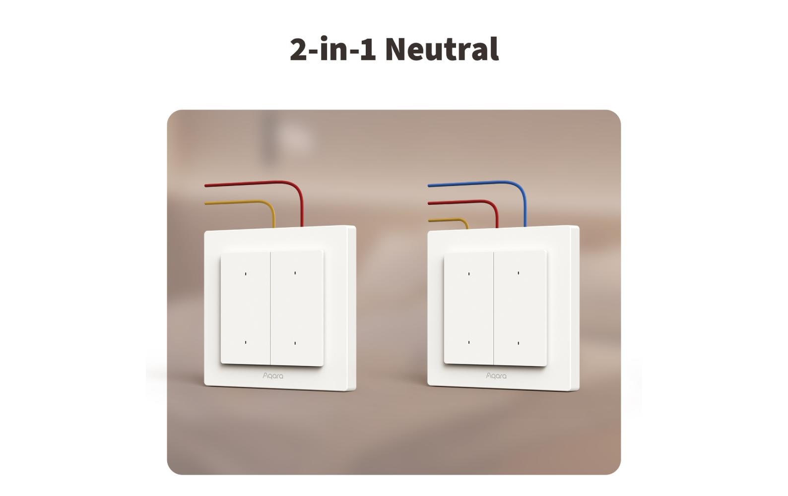 Aqara H2 – Smart-Taster – Bluetooth, WLAN, 2 Kanäle – für Matter, Zigbee 3.0, Thread