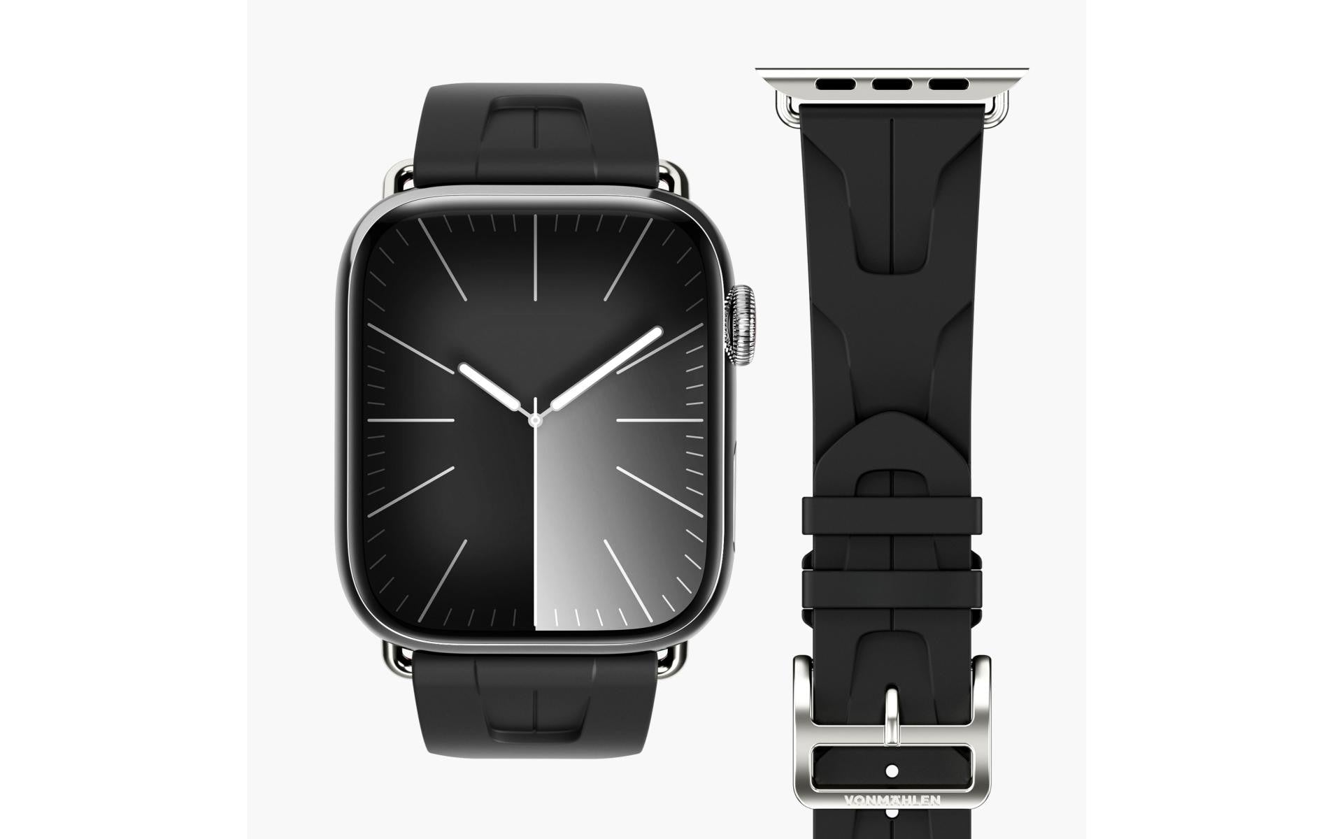 Vonmählen A. R. Exclusive Band – Silikon-Band, Schwarz, für Apple Watch 40/41/42 mm