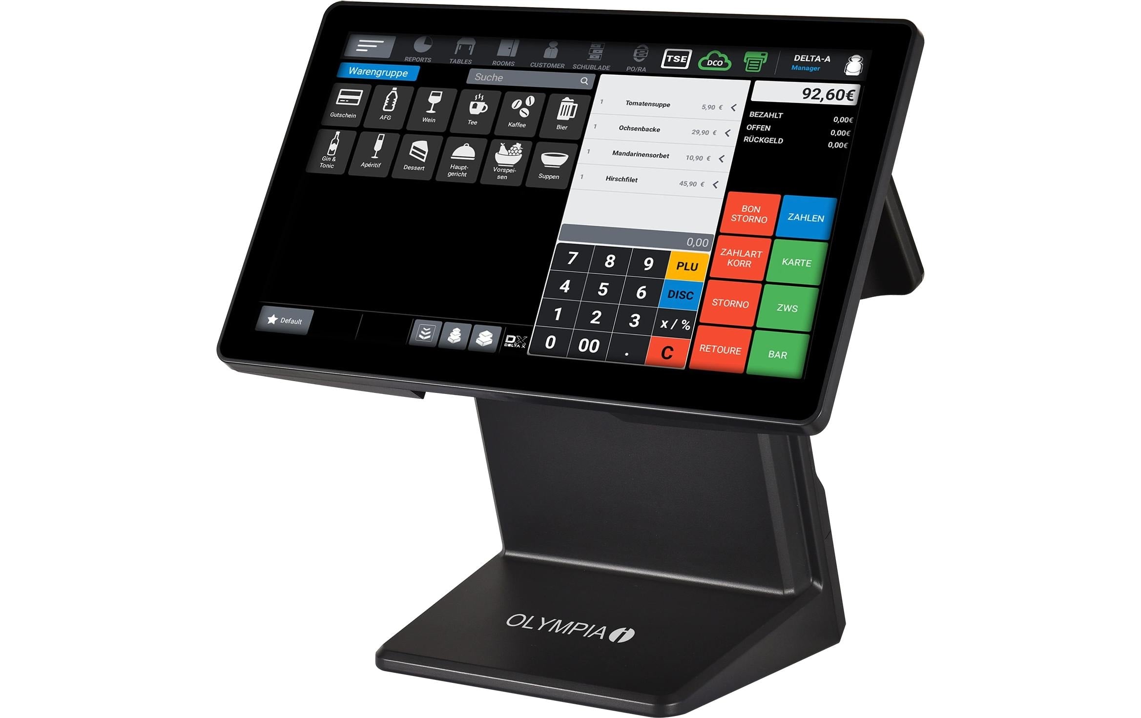 Olympia T400 – Registrierkasse – Thermodrucker, Schwarz – 38×21,5×39 cm, 4 kg, CH-Stecker
