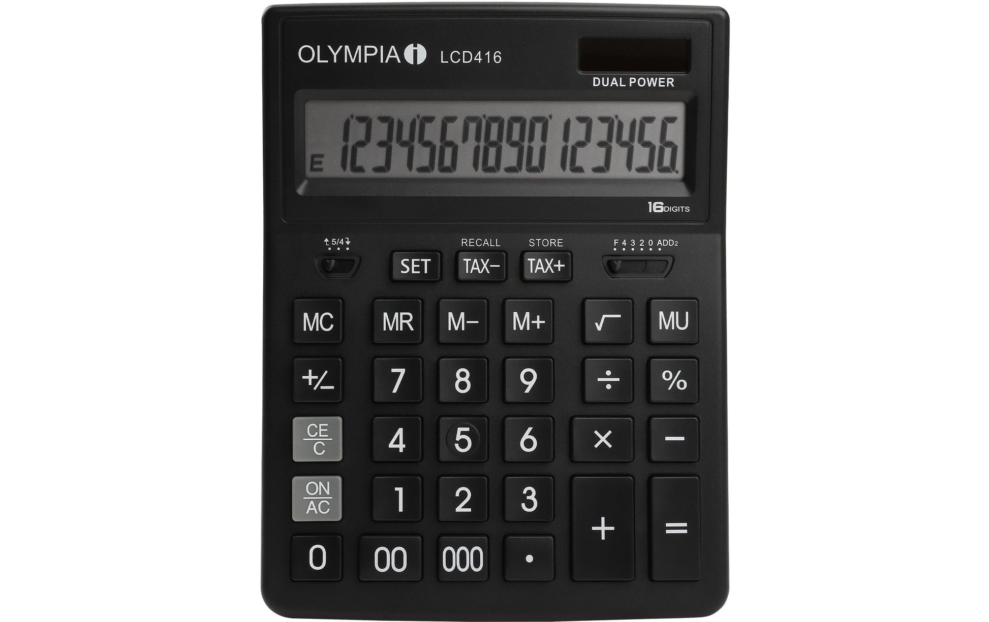 Olympia Tischrechner LCD 416 – Batteriebetrieb – Schwarz