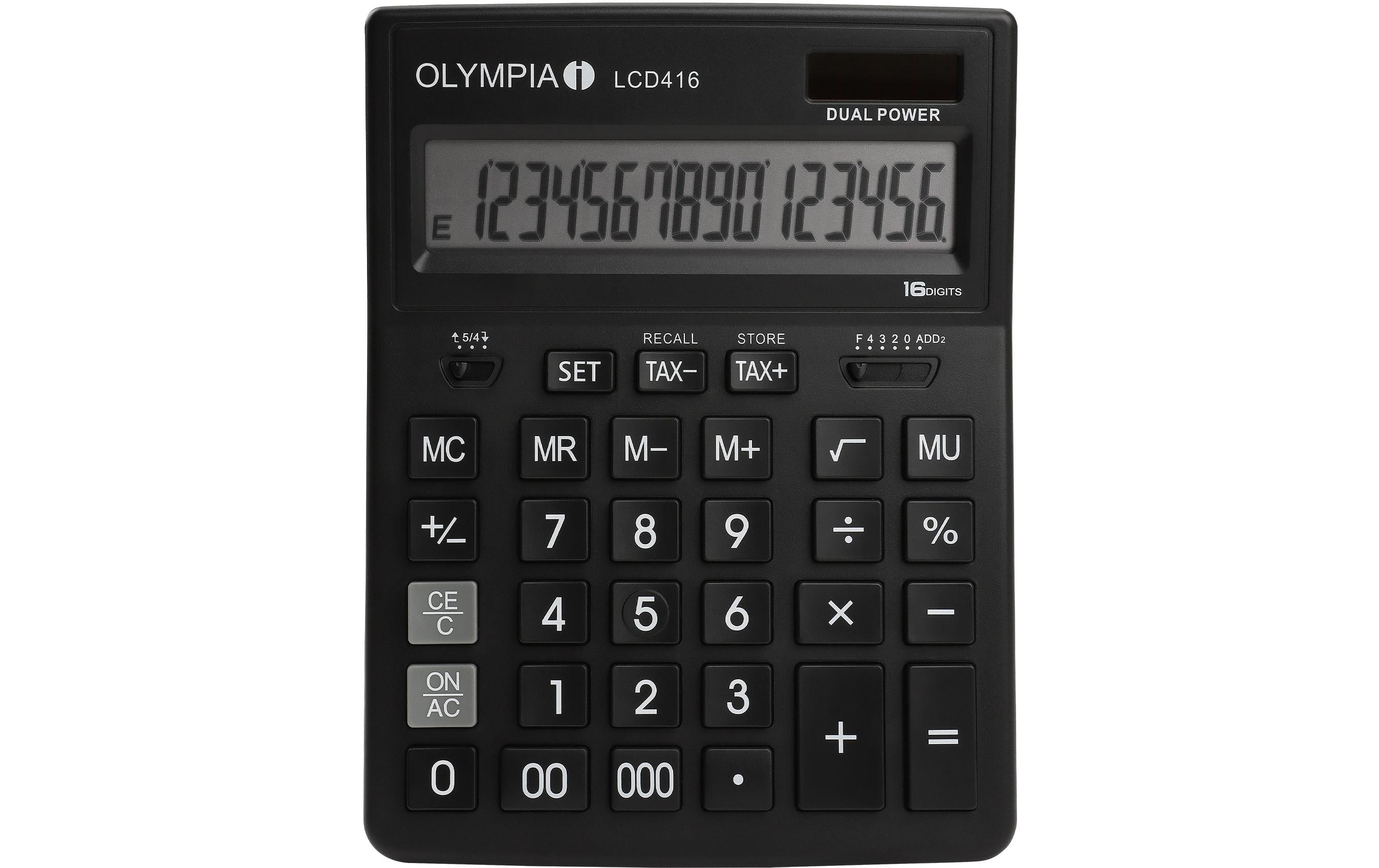 Olympia Tischrechner LCD 416 – Batteriebetrieb – Schwarz