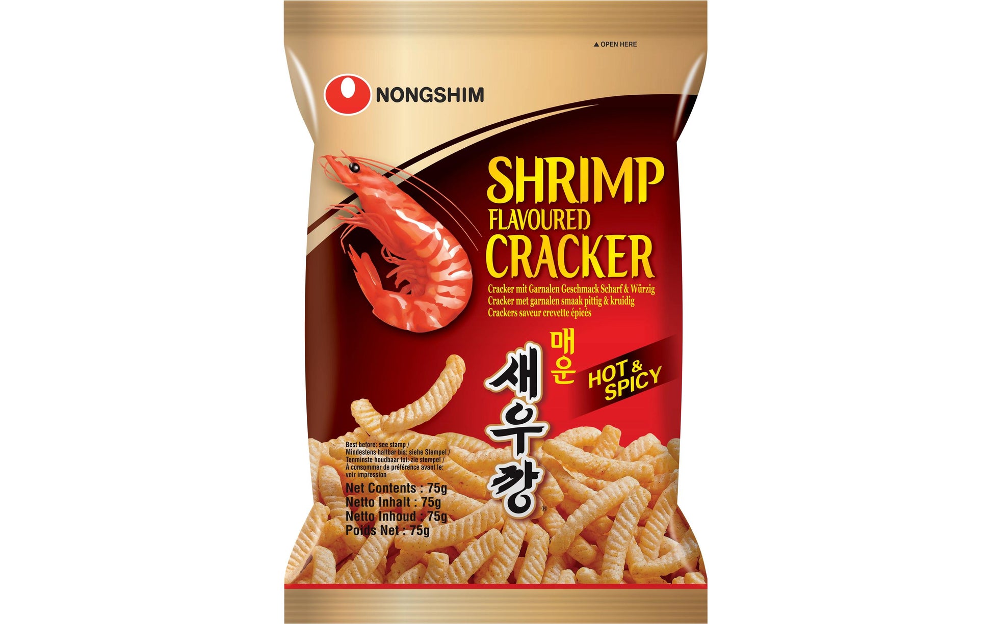 Nongshim Cracker – Garnelen, scharf – 75 g