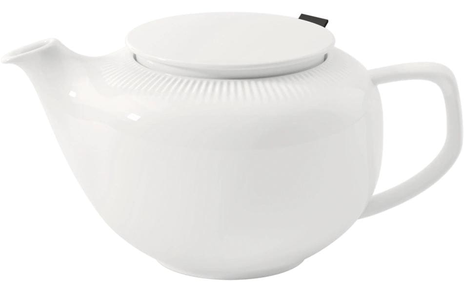 Villeroy & Boch Afina Teekanne – 440 ml, Ø 11,5 cm, H 9,1 cm, Porzellan, Weiss, mit Deckel, Kunststofffilter
