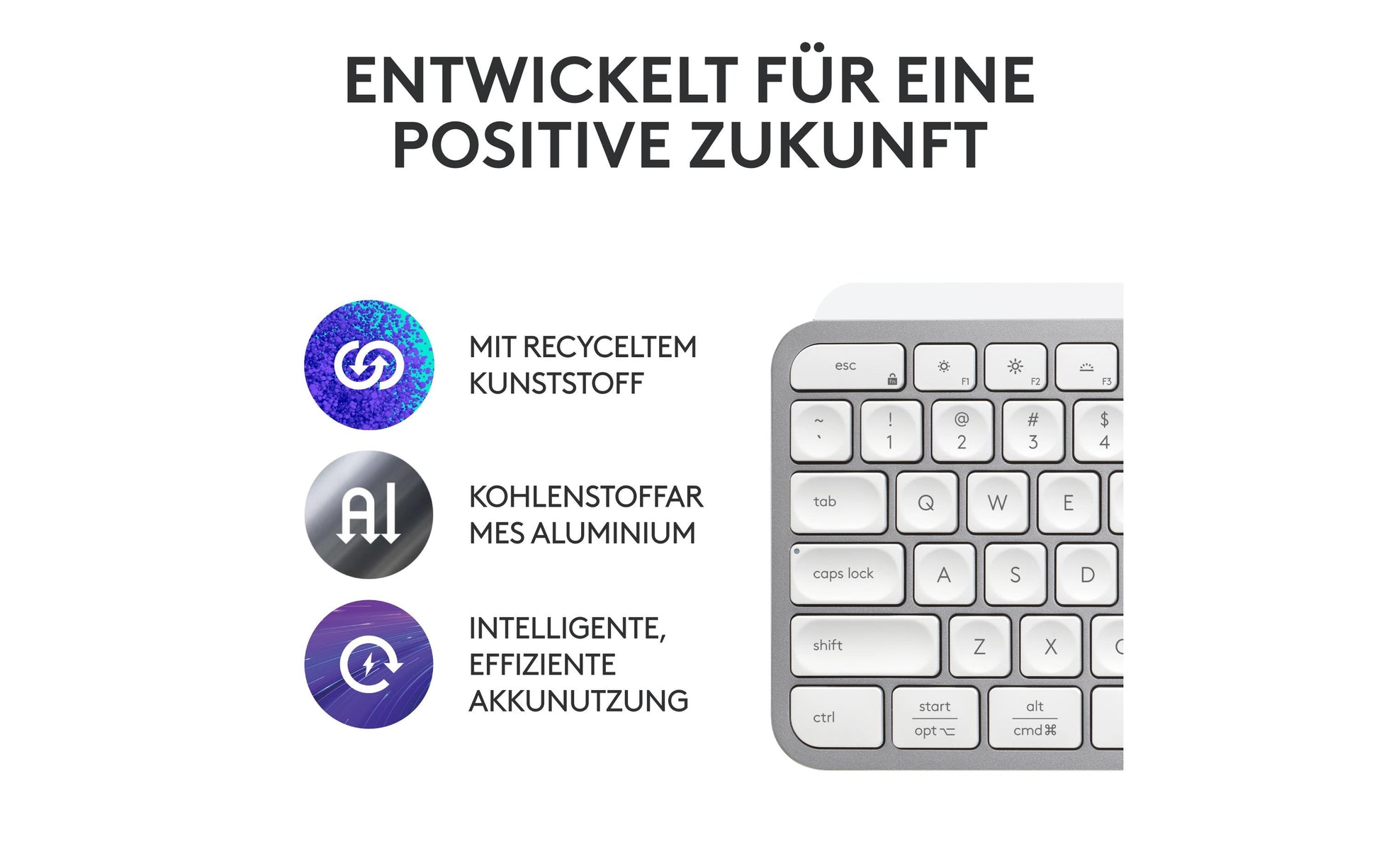 Logitech MX Keys S – Tastatur, kabellos (Bluetooth), CH-Layout (DE-CH) – für macOS