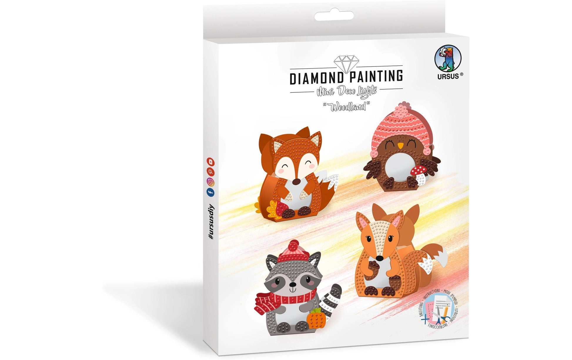 URSUS Diamond-Painting-Set Woodland – 4-teilig – ab 8 Jahren