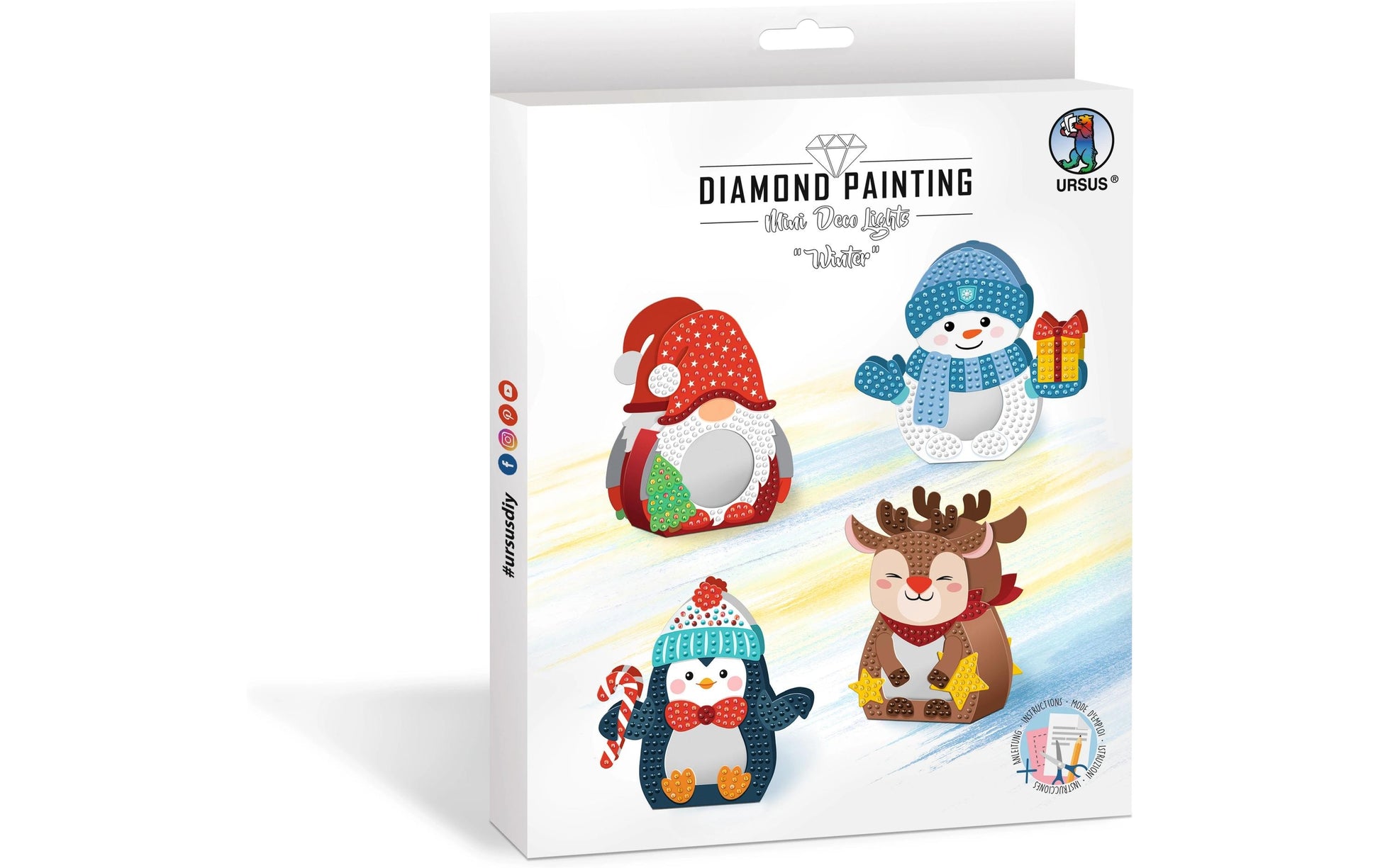 URSUS Diamond Painting Set Winter – 4 Stück – ab 8 Jahren
