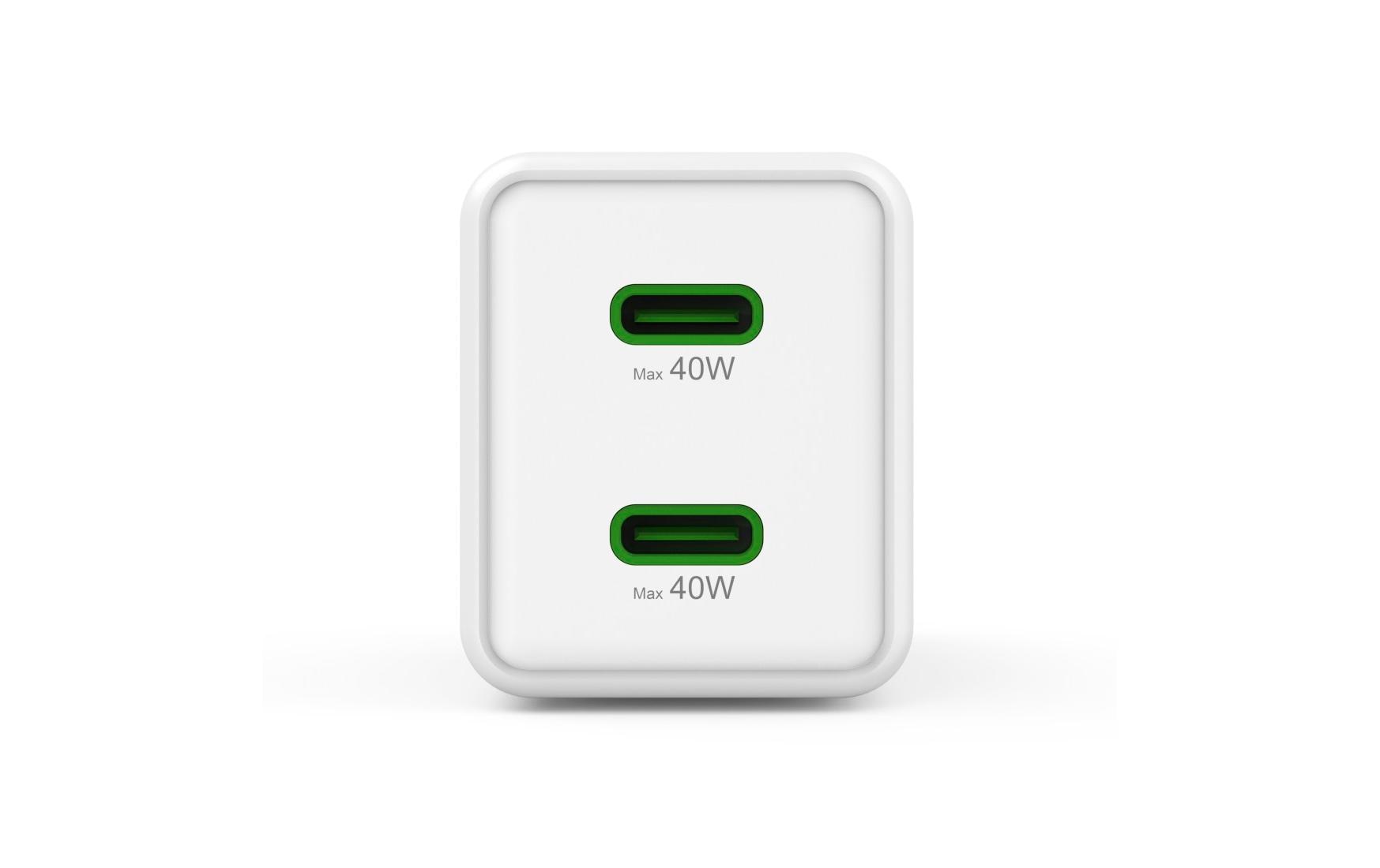Hama 00201989 USB-Ladegerät 40 W – USB-C×2 – PD, QC 3.0, GaN – Weiss