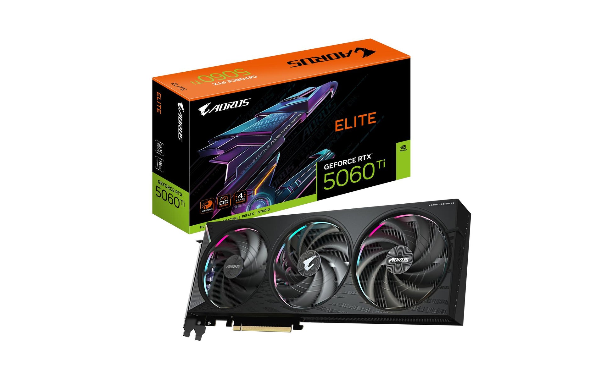 GIGABYTE AORUS GeForce RTX 5060 Ti ELITE 16G – PCIe Grafikkarte – 16 GB GDDR7, 3×DP, 1×HDMI, PCIe 5.0 x16