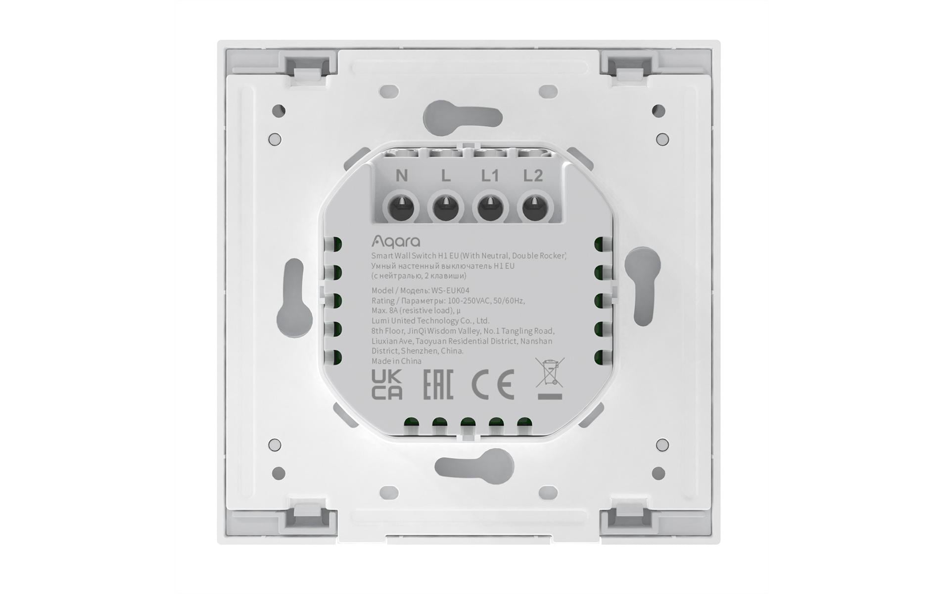 Aqara H1 – Smart-Taster – Neutralleiter, 2-fach, Zigbee – für Amazon Alexa, Google Assistant, Apple HomeKit