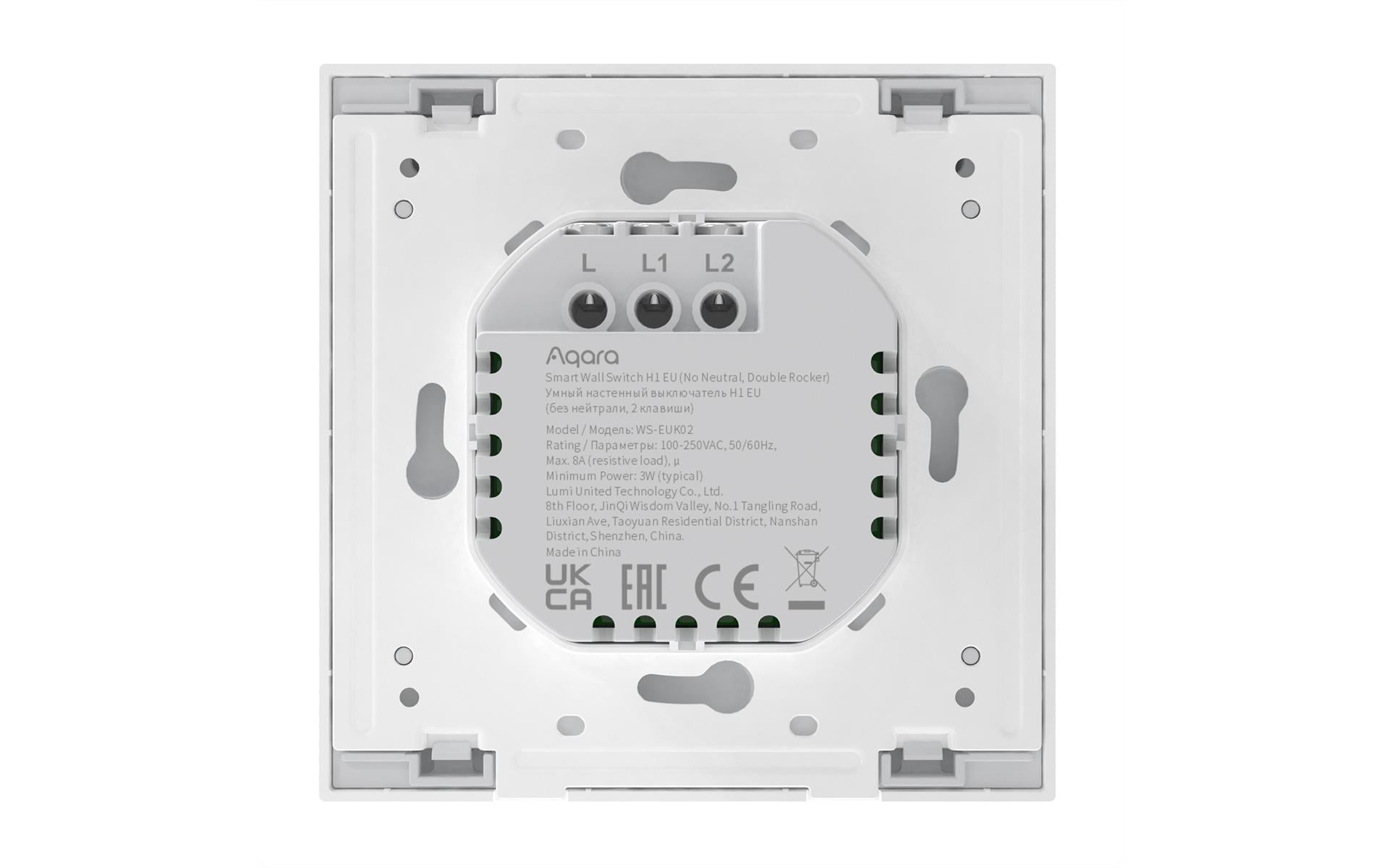 Aqara H1 – Smart-Taster – Zigbee, ohne Neutralleiter, 2-fach – für HomeKit, Alexa, Google Assistant