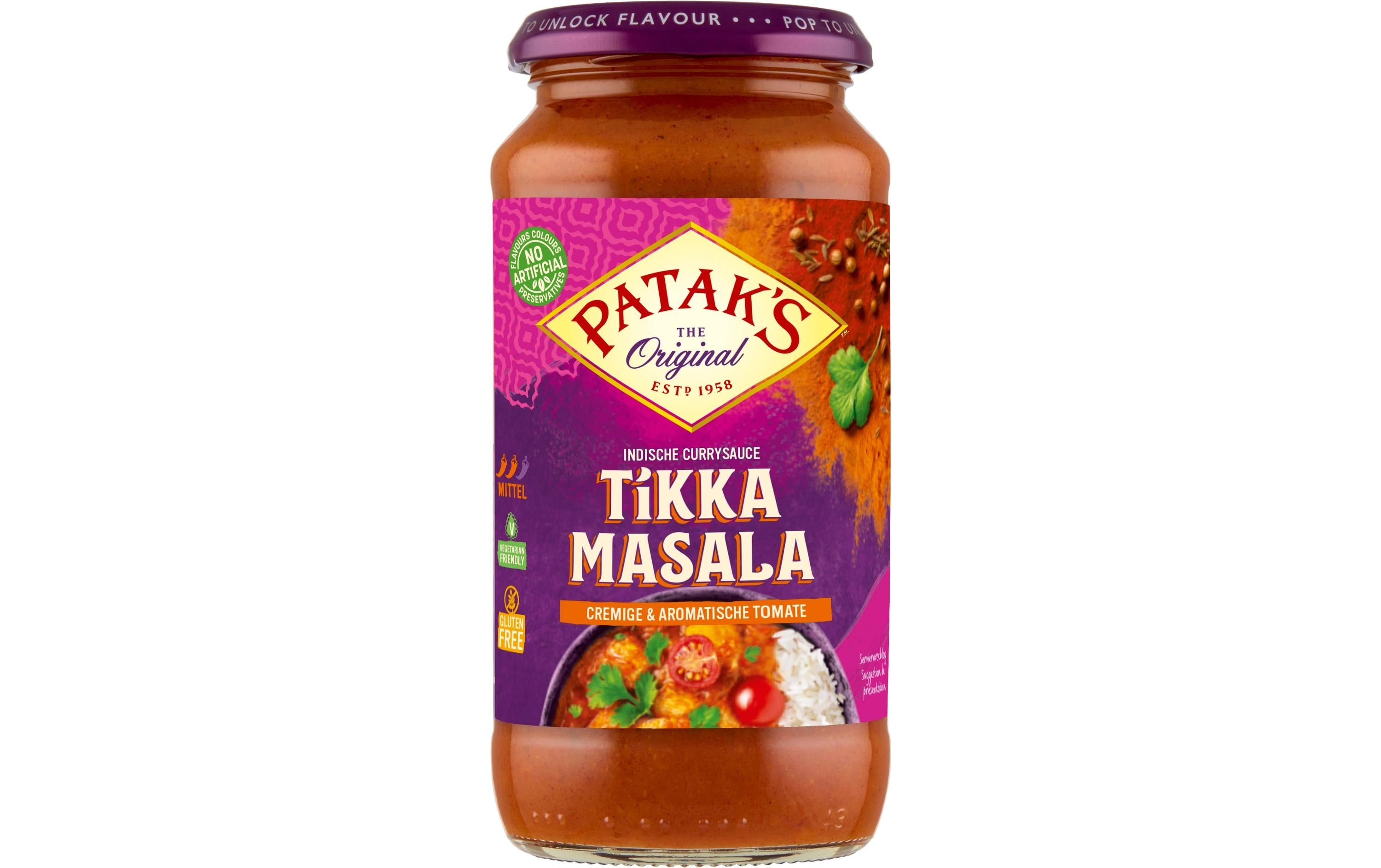 Pataks Currysauce Tikka Masala, vegetarisch – 450 g