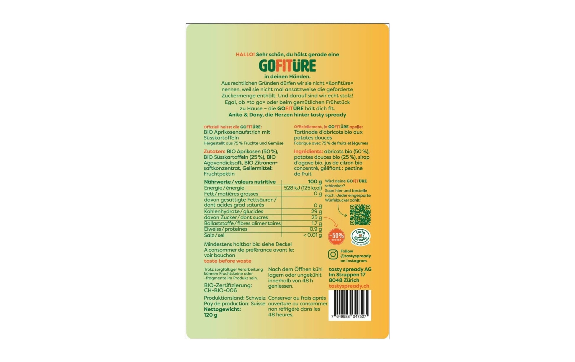 Gofitüre Aprikosenaufstrich mit Süsskartoffeln – 120 g