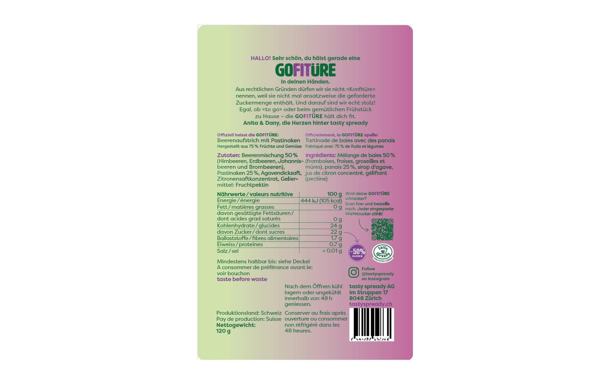 Gofitüre Beerenaufstrich mit Pastinaken – Bio – 120 g