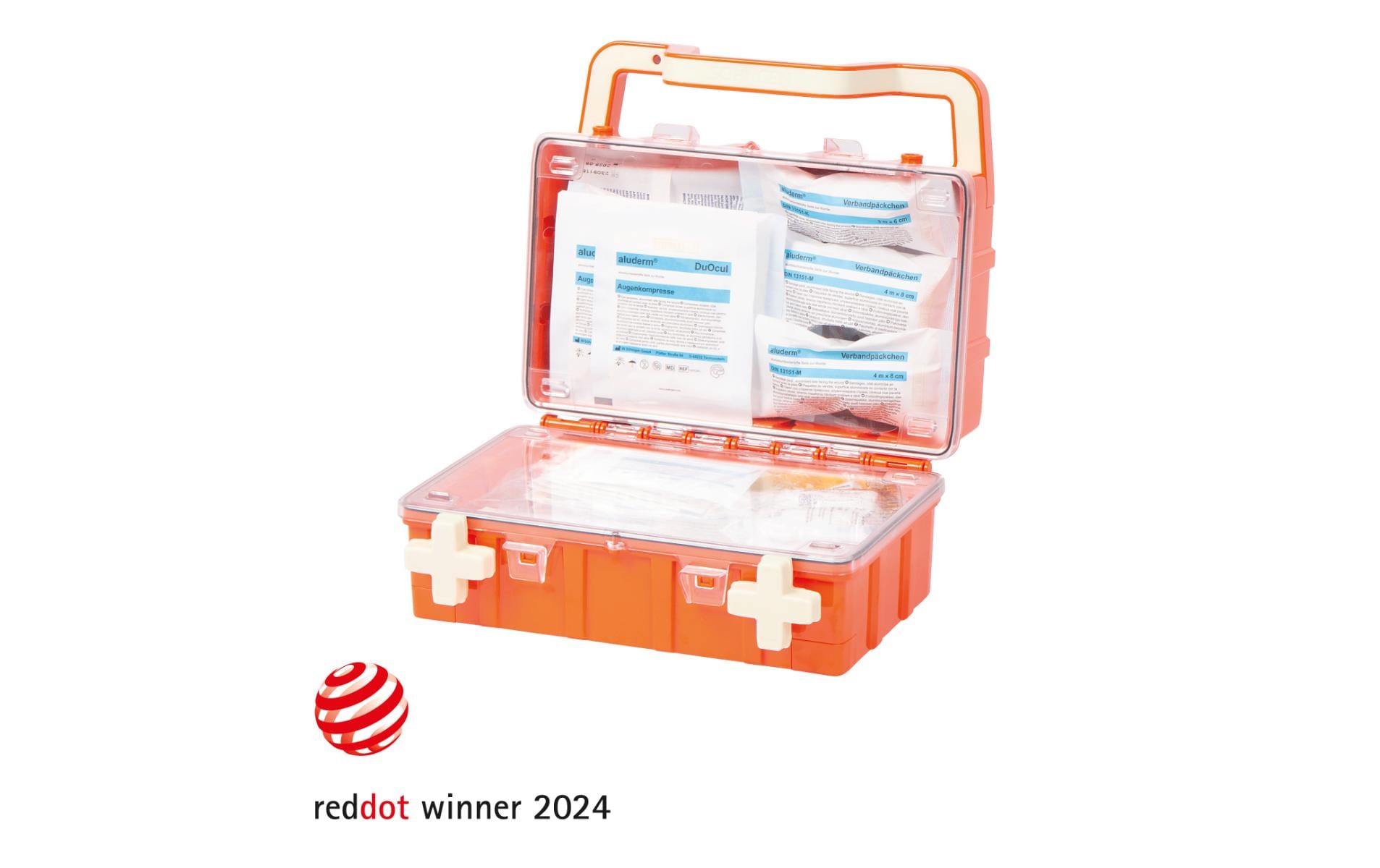 Söhngen Erste-Hilfe-Kasten DYNAMIC-GLOW S – DIN 13157, inklusive Wandhalterung, orange