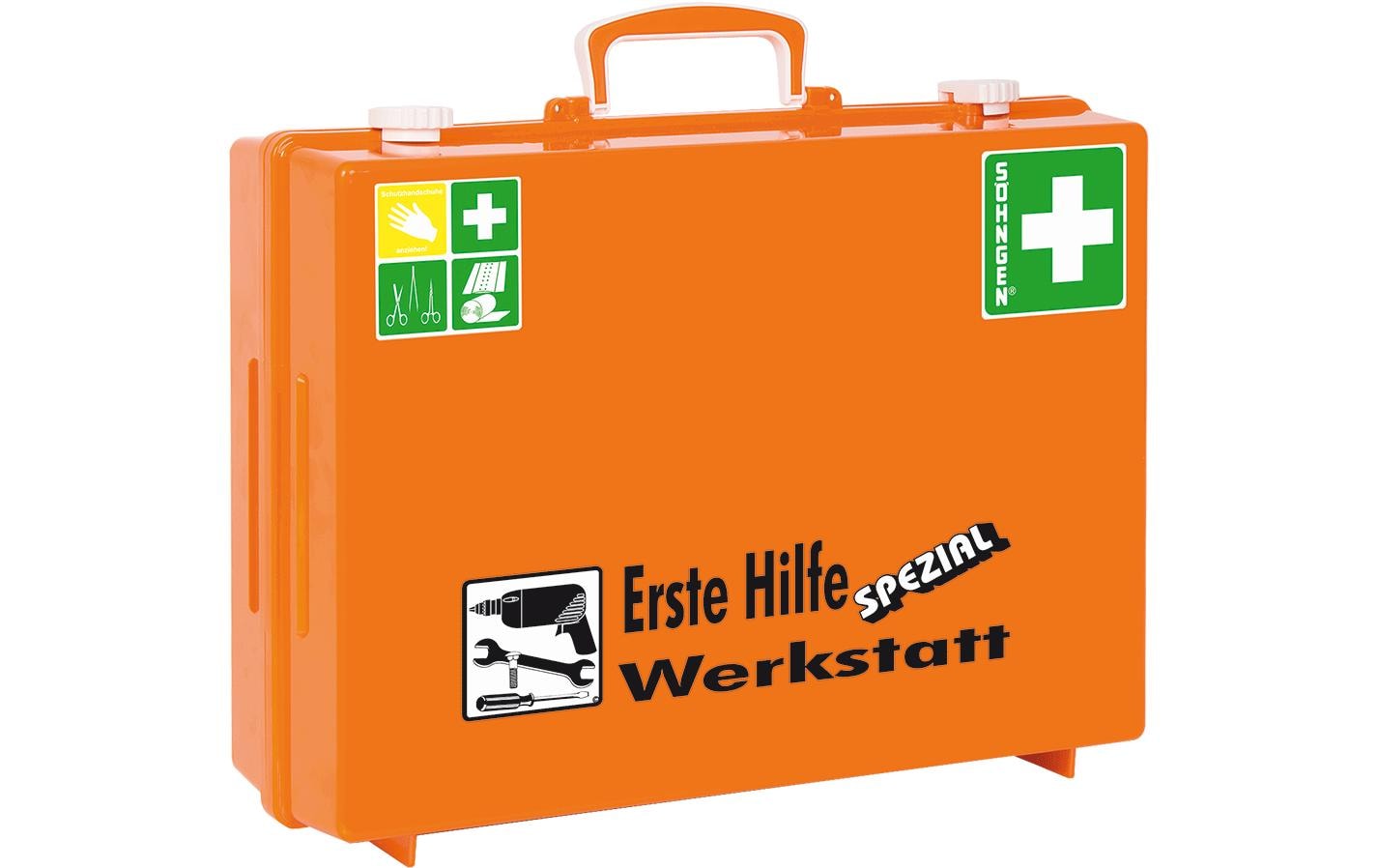 Söhngen Erste-Hilfe-Koffer SPEZIAL MT-CD – DIN 13157, für Werkstatt, Orange