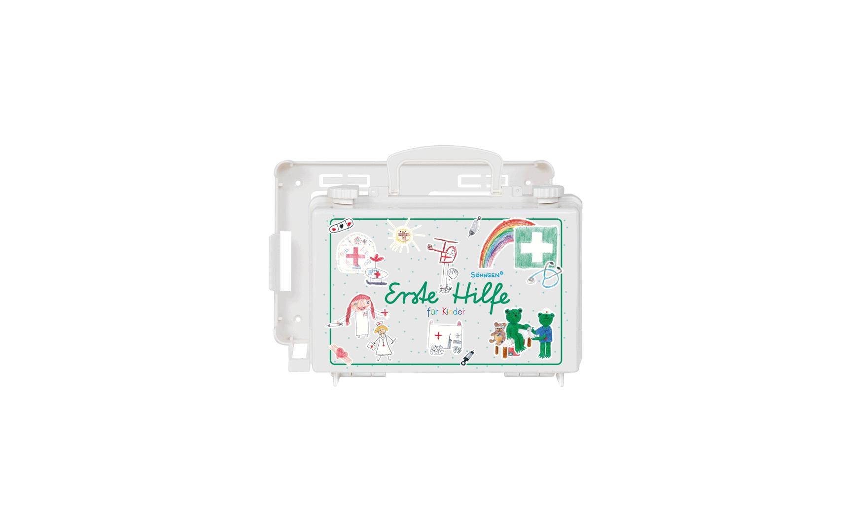 Söhngen Erste-Hilfe-Koffer QUICK – für Kindergarten, weiss, 170 × 260 × 110 mm