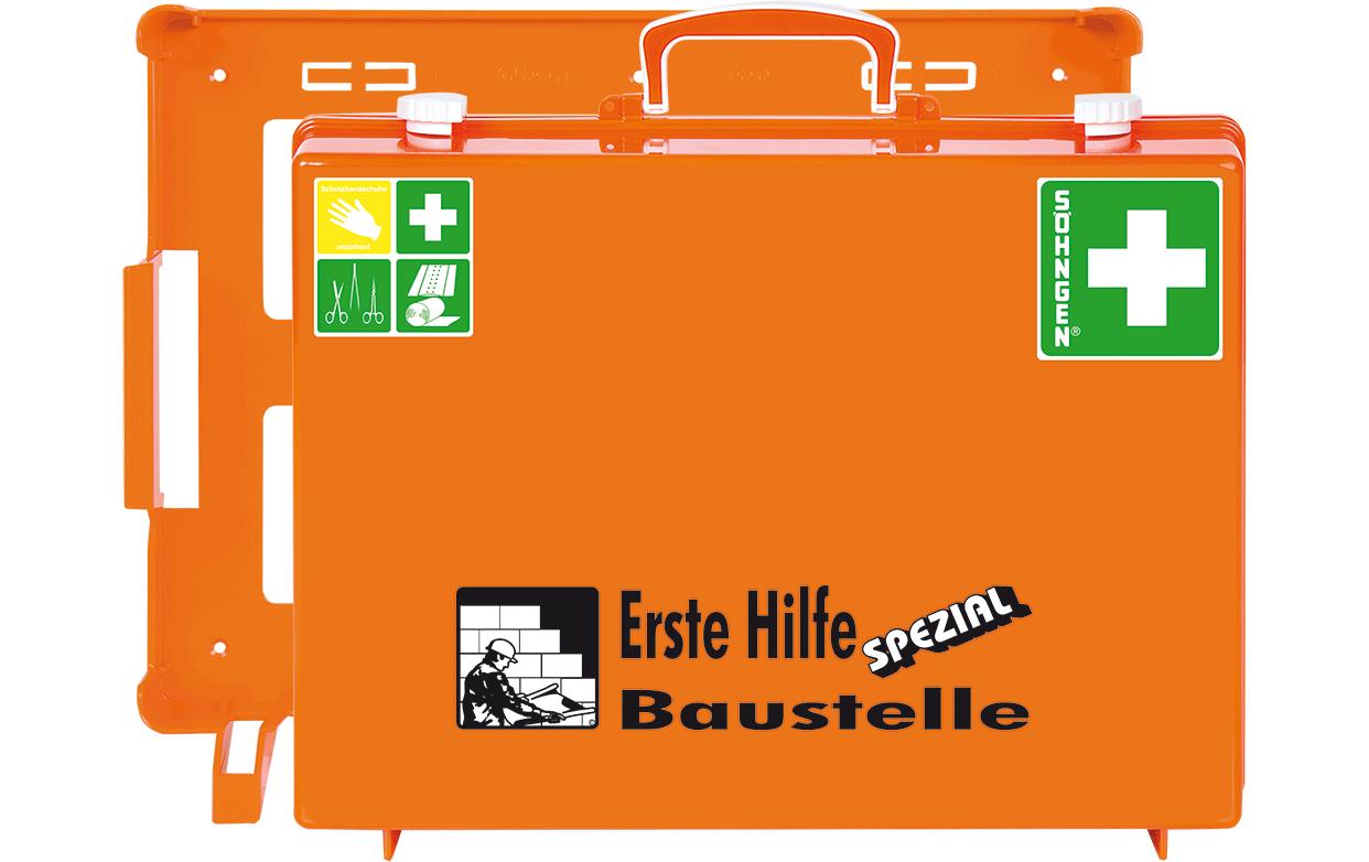 Söhngen Erste-Hilfe-Koffer SPEZIAL MT-CD – DIN 13157, für Baustelle, Orange
