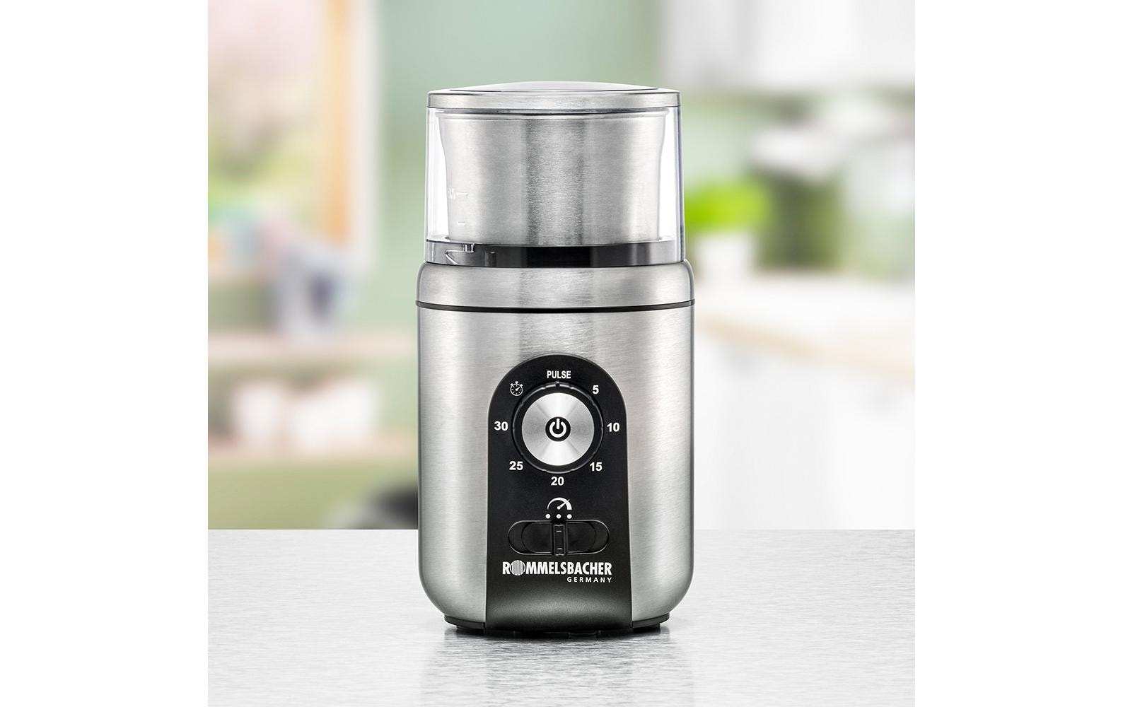 Rommelsbacher Kaffeemühle EGK250 – 70 g, Schlagmesser, 200 W – Schwarz/Edelstahl