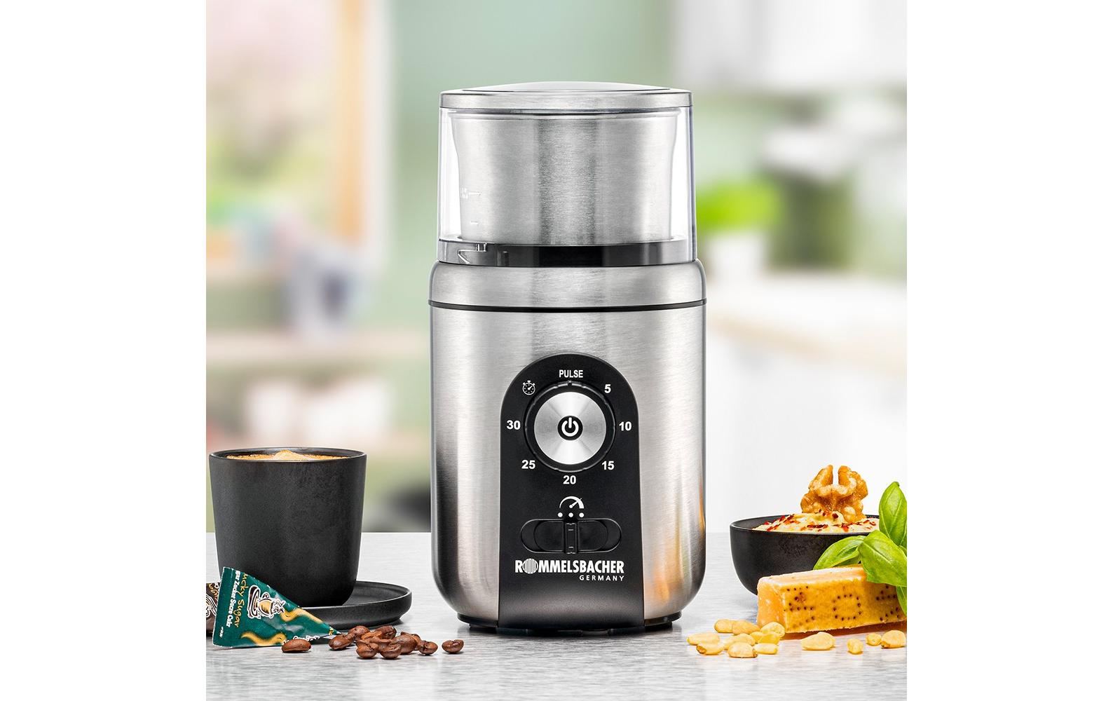 Rommelsbacher Kaffeemühle EGK250 – 70 g, Schlagmesser, 200 W – Schwarz/Edelstahl