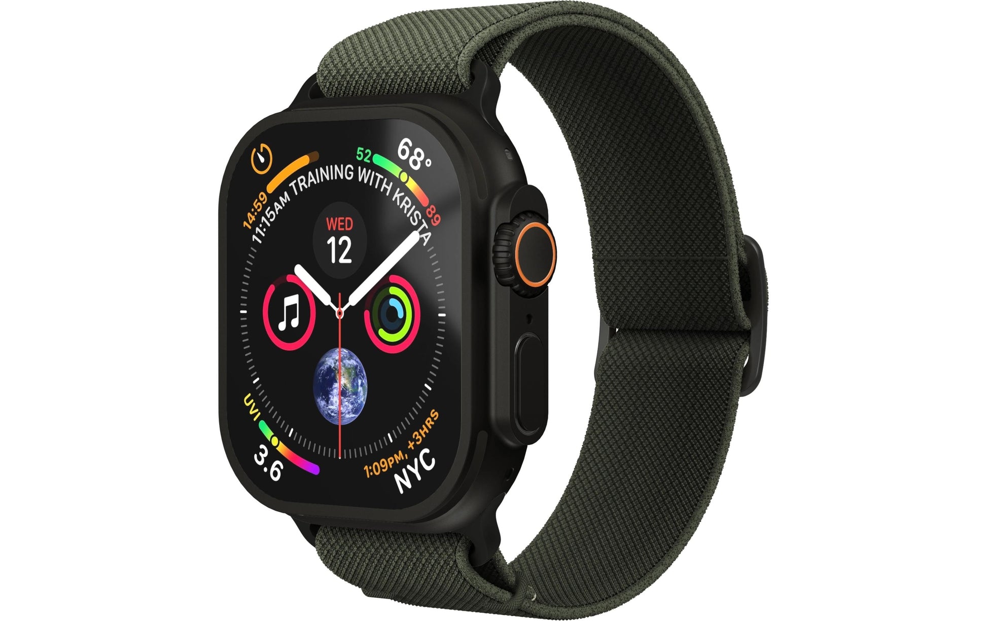 Vonmählen Classic Nylon Loop – Armband – für Apple Watch Ultra, Olive, Schwarz, One Size, Nylon