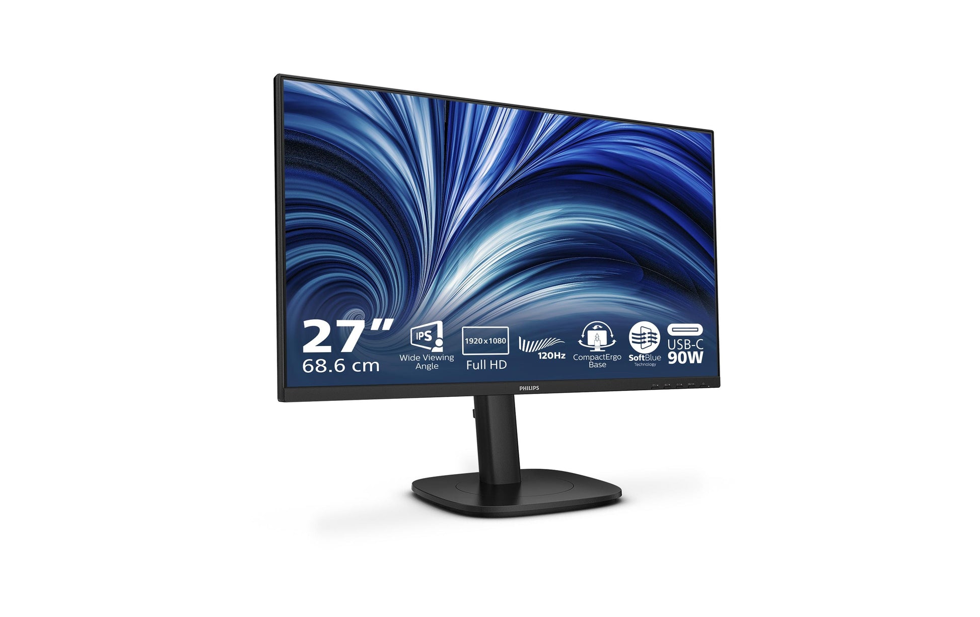 Philips 24B2U3301/00 – Monitor, 23,8", IPS, 120 Hz, USB-C, Lautsprecher, USB-Hub, Adaptive Sync, Schwarz