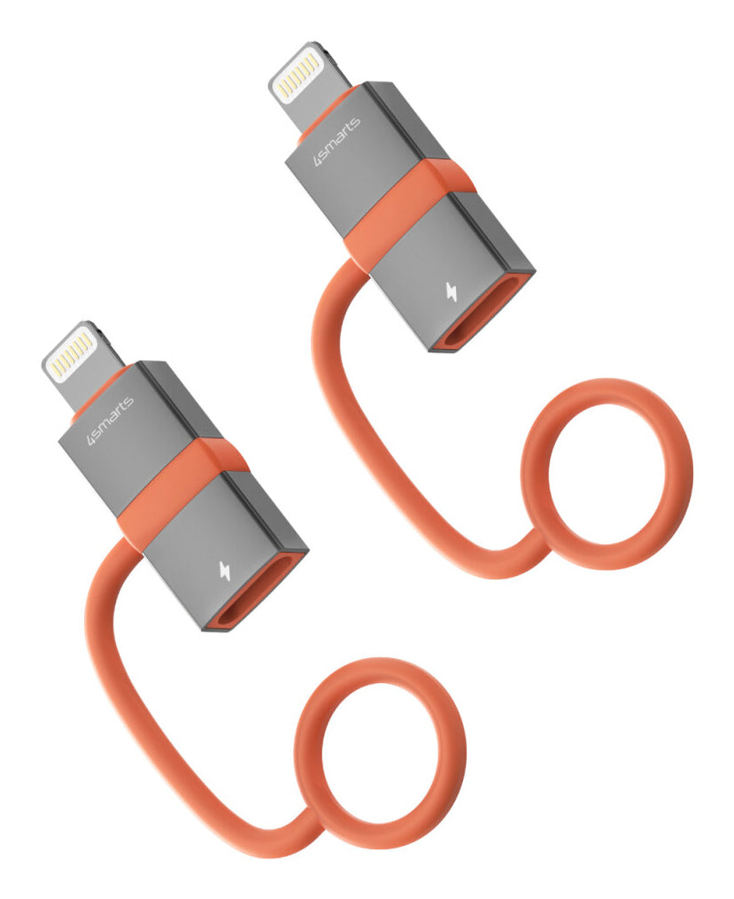 4smarts 541522 Adapter Lightning zu USB-C – 0,48 Gbit/s, Thunderbolt 3 kompatibel, 2er Set, Grau, Orange
