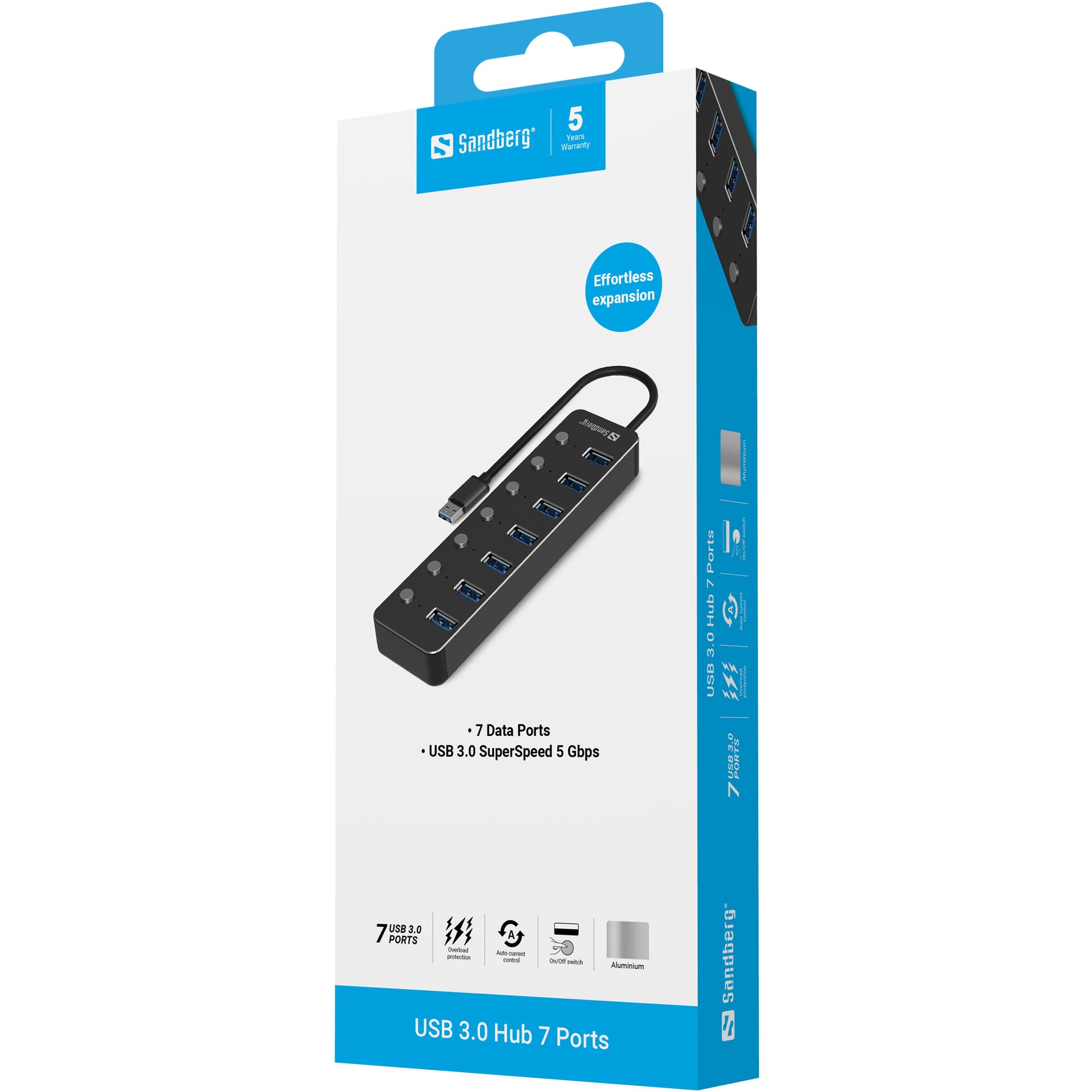 Sandberg 134-33 USB-Hub – USB 3.0, 7× USB-A
