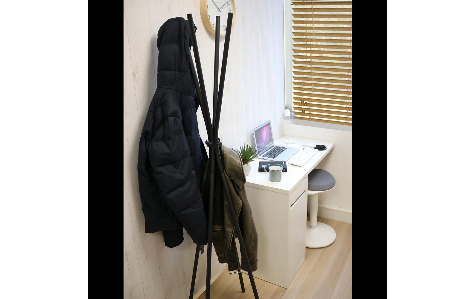 Unilux Garderobenständer TOTEM – Metall, Schwarz, 175 cm, 8 Haken