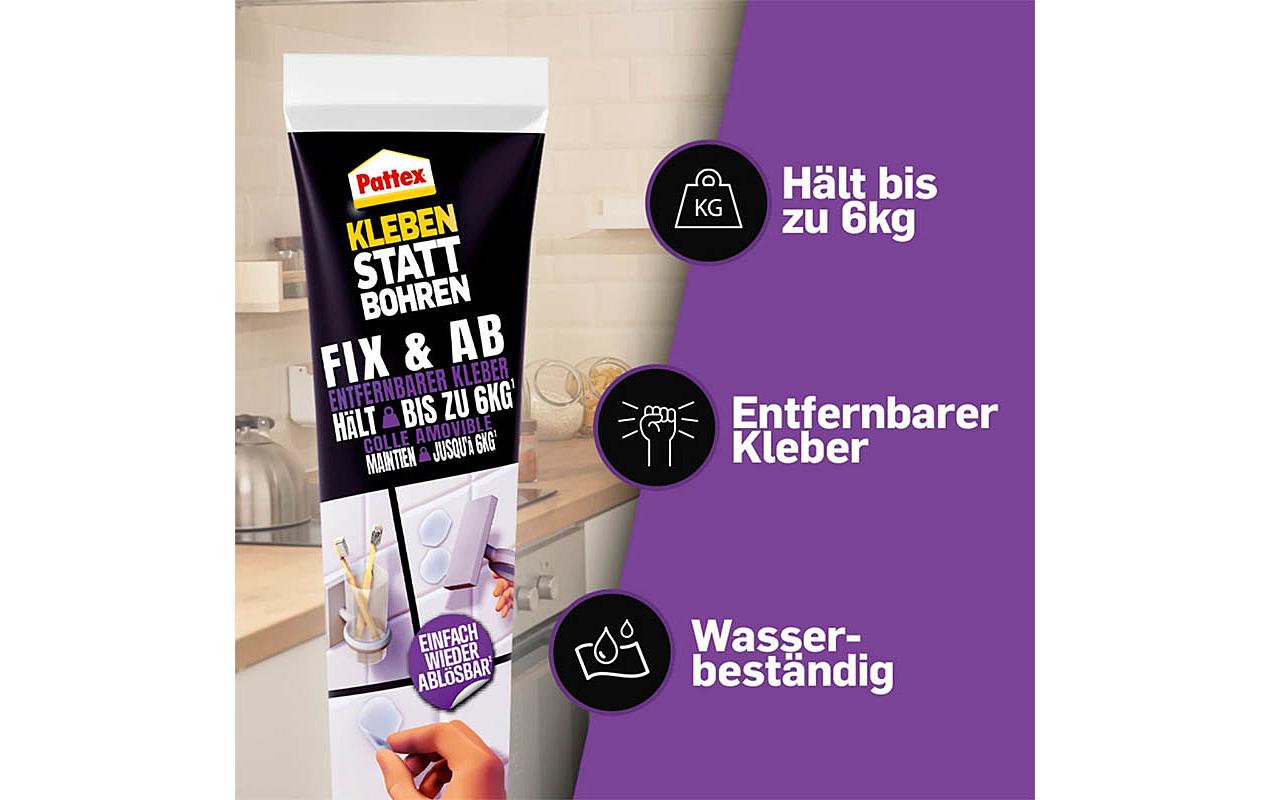 Pattex Kleben statt Bohren Montagekleber Fix & Ab Tube – transparent – 44 g