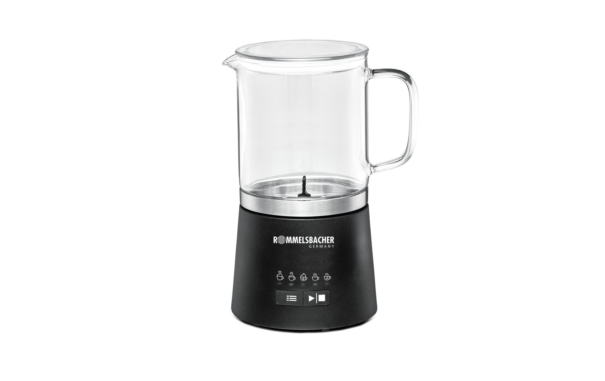 Rommelsbacher Elektrischer Milchschäumer MS 625 – Füllmenge 500 ml, Schaum 250 ml, 600 W, Schwarz