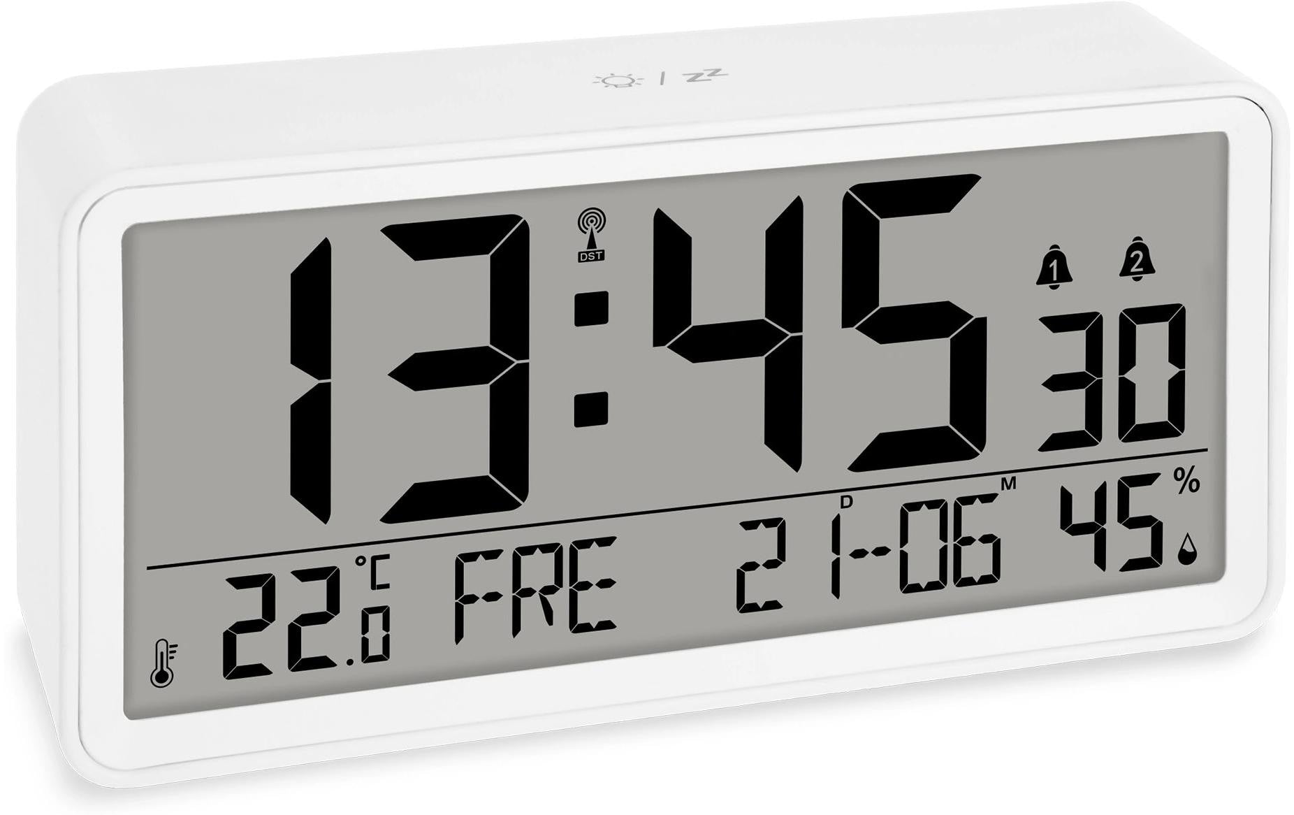 Ade Tischuhr – Digital, 9,2 × 4,9 × 18,8 cm, Weiss, Kunststoff