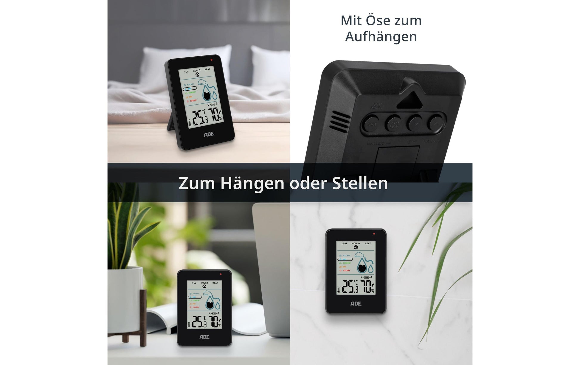 ADE WS2310-2 Thermo-Hygrometer (Handgerät) – 0–50 °C, 20–95 % rF, Innen