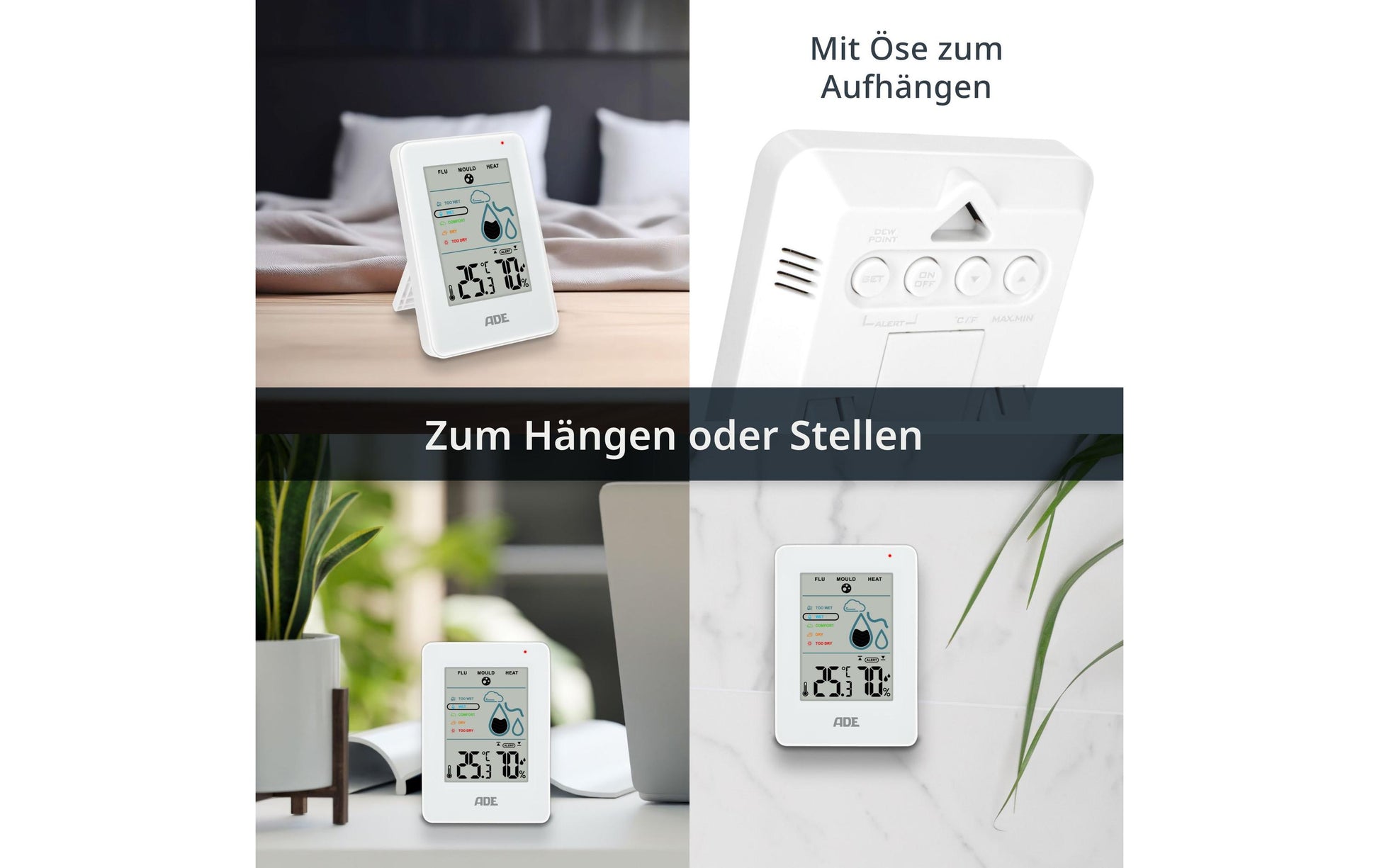 ADE WS2310-1 Thermo-Hygrometer (Handgerät) – 0–50 °C, 20–95 %, Innen