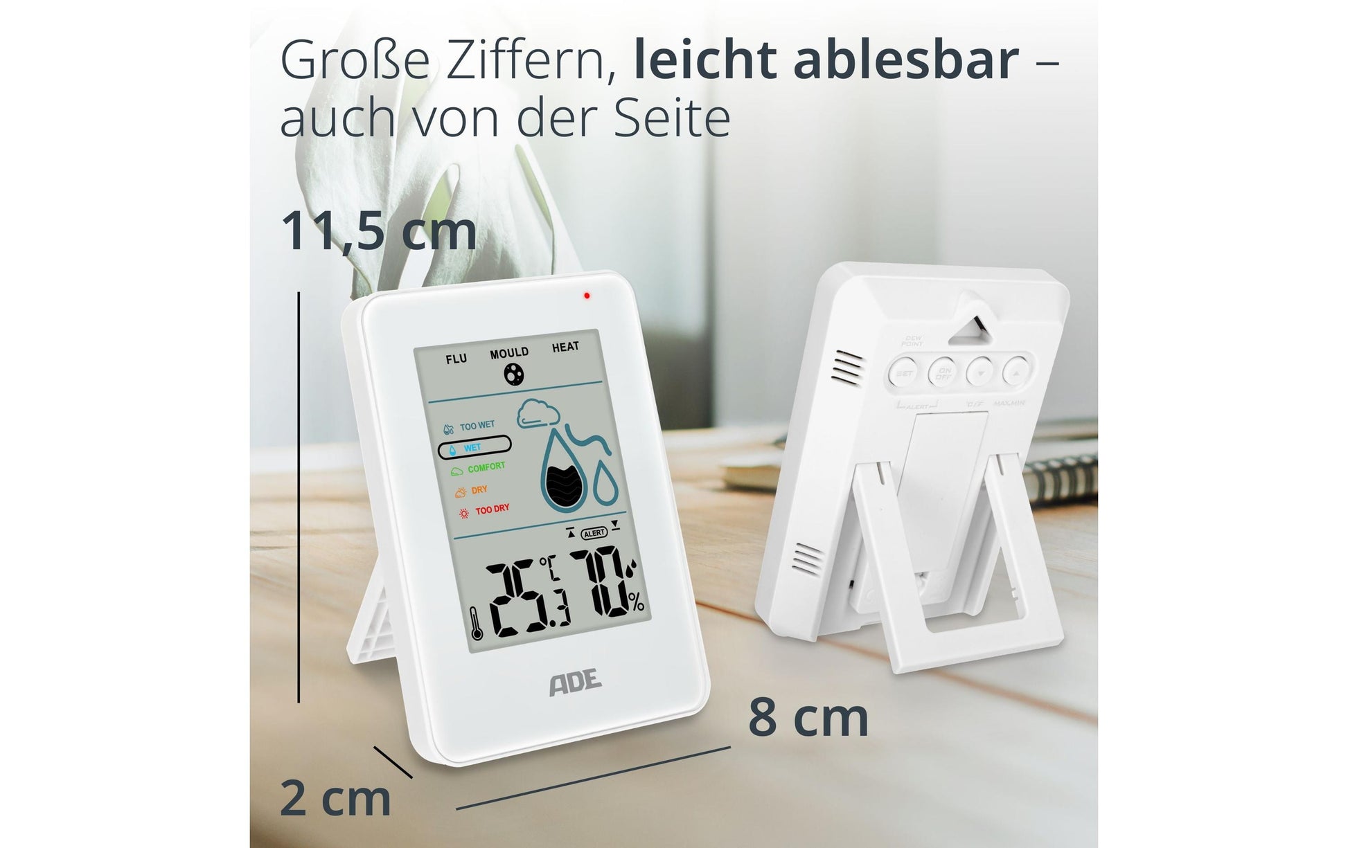 ADE WS2310-1 Thermo-Hygrometer (Handgerät) – 0–50 °C, 20–95 %, Innen