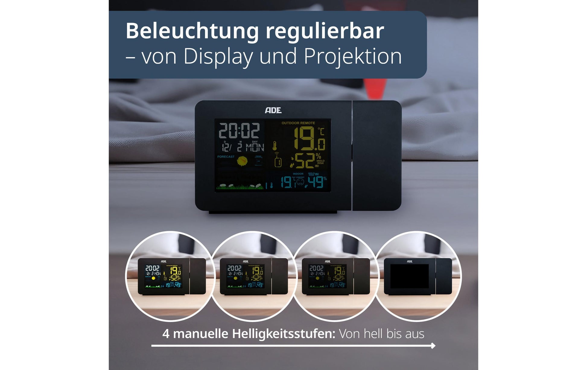 ADE WS1911 Temperatur-/Feuchtesensor – Kabellos, 0–50 °C, Innen/Aussen