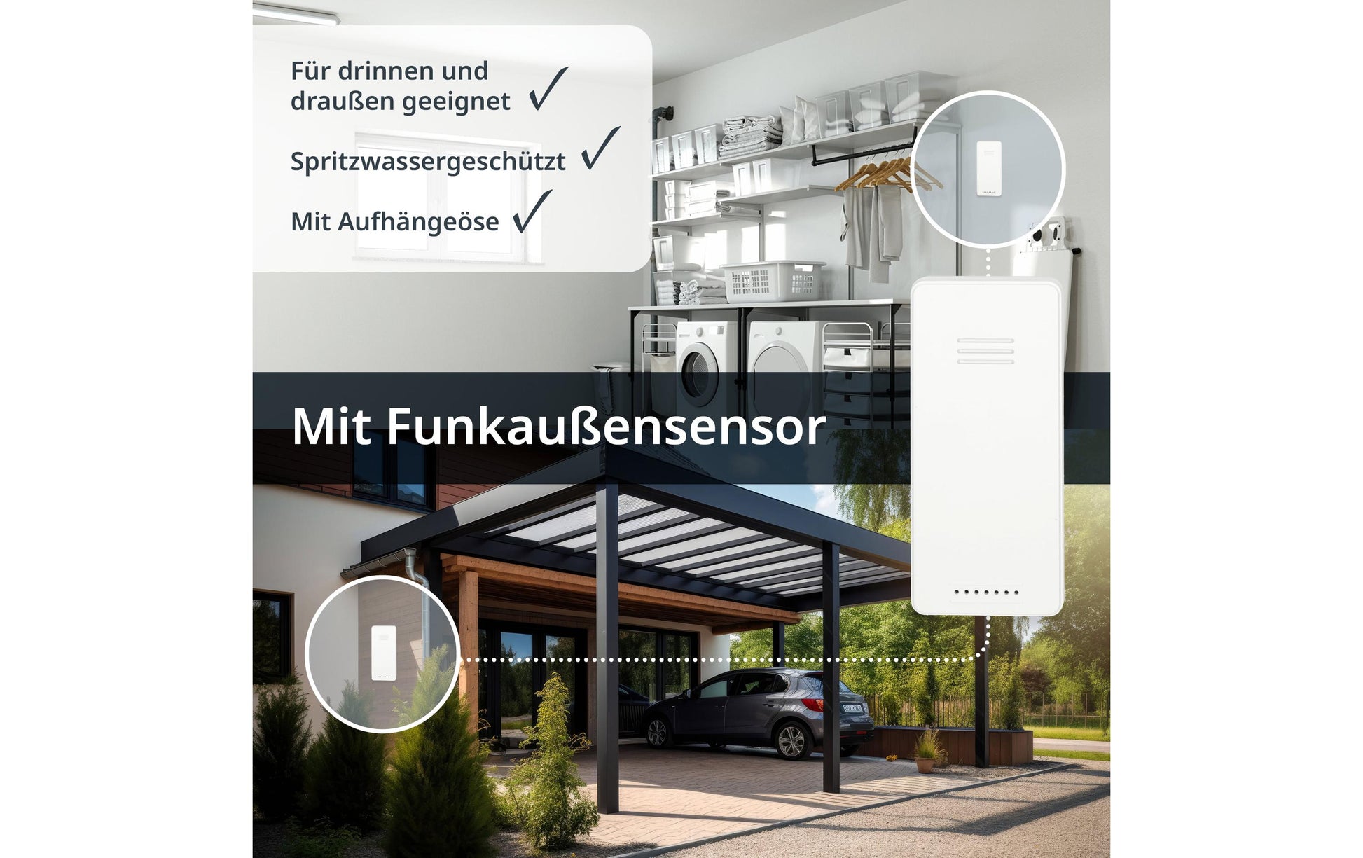 ADE WS2324 Temperatursensor – Kabellos, −40–79 °C, Innen/Aussen