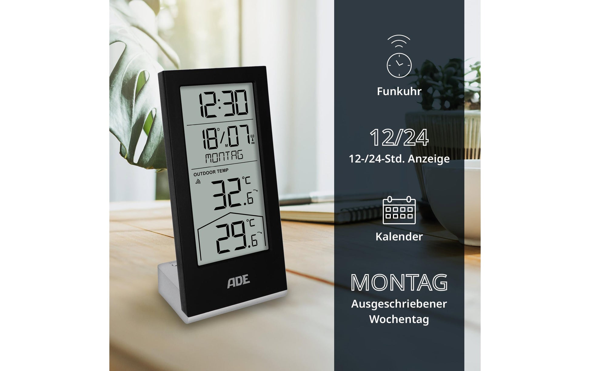 ADE WS2324 Temperatursensor – Kabellos, −40–79 °C, Innen/Aussen