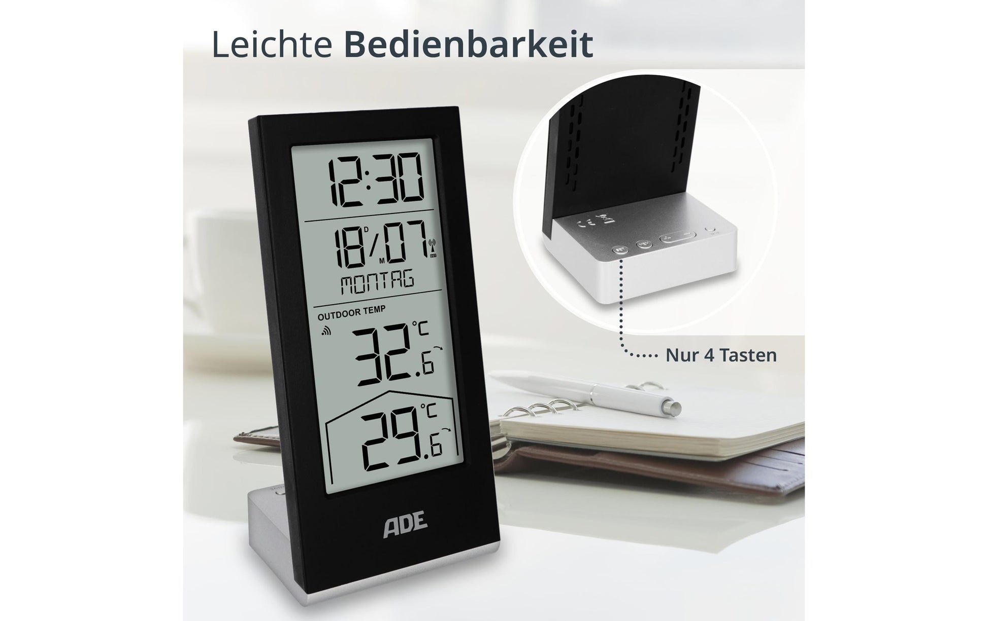 ADE WS2324 Temperatursensor – Kabellos, −40–79 °C, Innen/Aussen