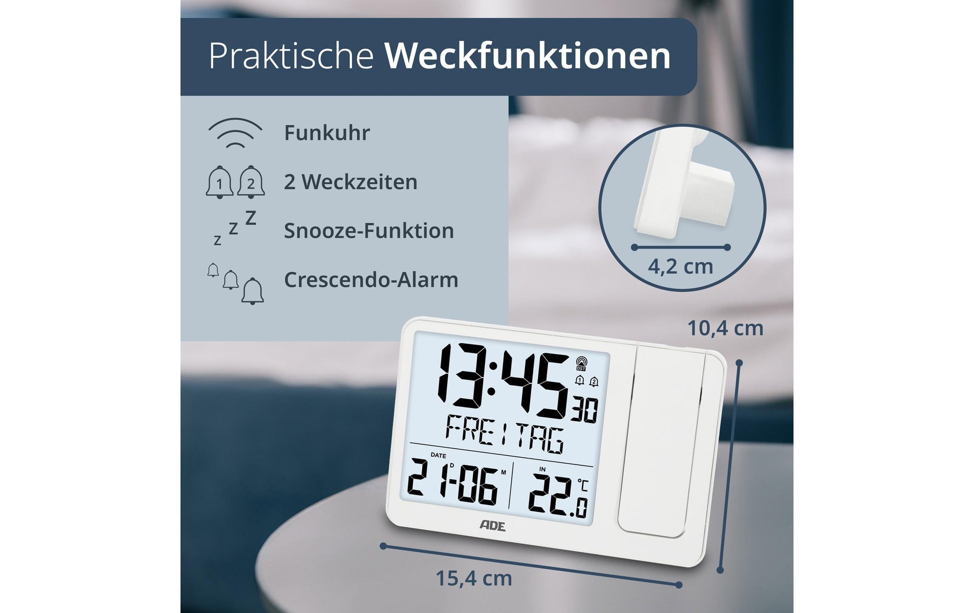 Ade Wecker – digital – 10,4 × 4,2 × 15,4 cm, weiss, Projektor