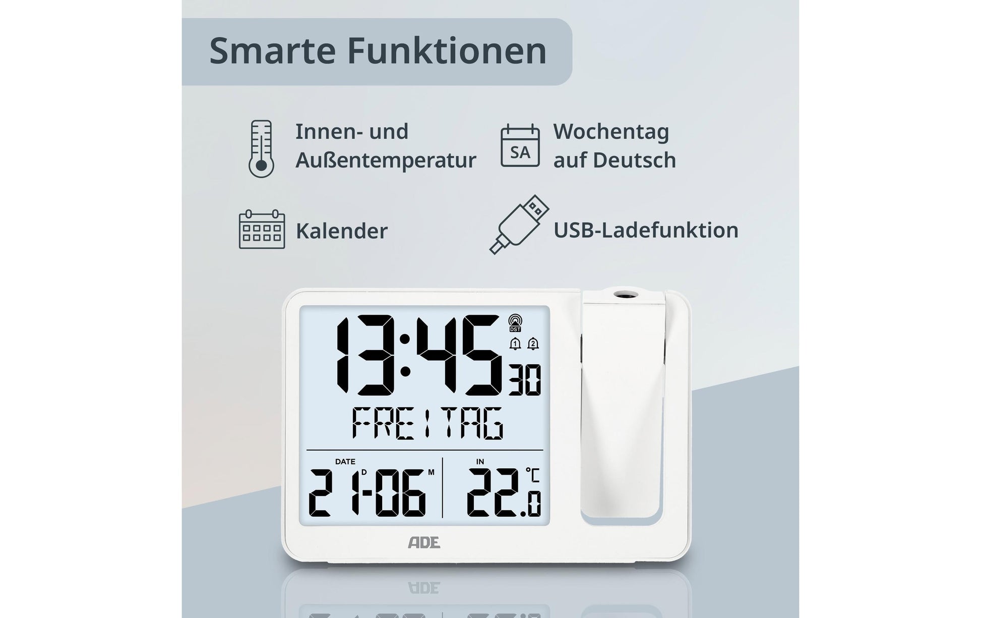Ade Wecker – digital – 10,4 × 4,2 × 15,4 cm, weiss, Projektor