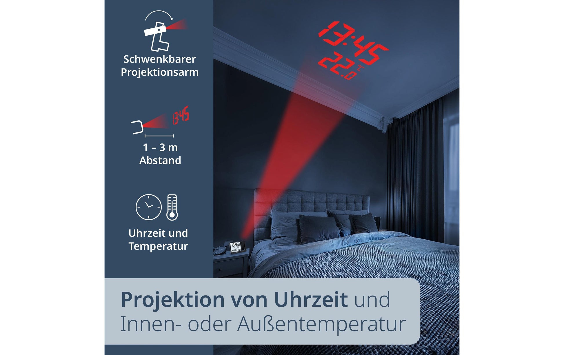 ADE Wecker CK2406-1 – digital – 15,4 × 10,4 × 4,2 cm, schwarz, Schlummerfunktion, Thermometer
