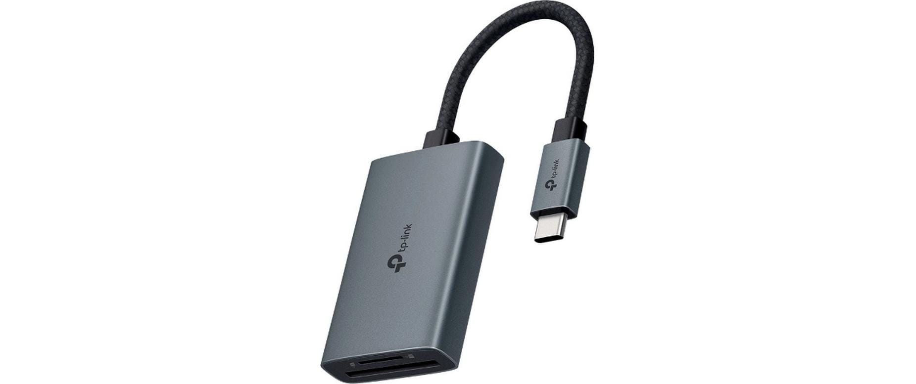 TP-Link UA440C Externer SD- & microSD-Kartenleser – USB-C (USB 3.2 Gen 1, 5 Gbit/s), Aluminium, Grau