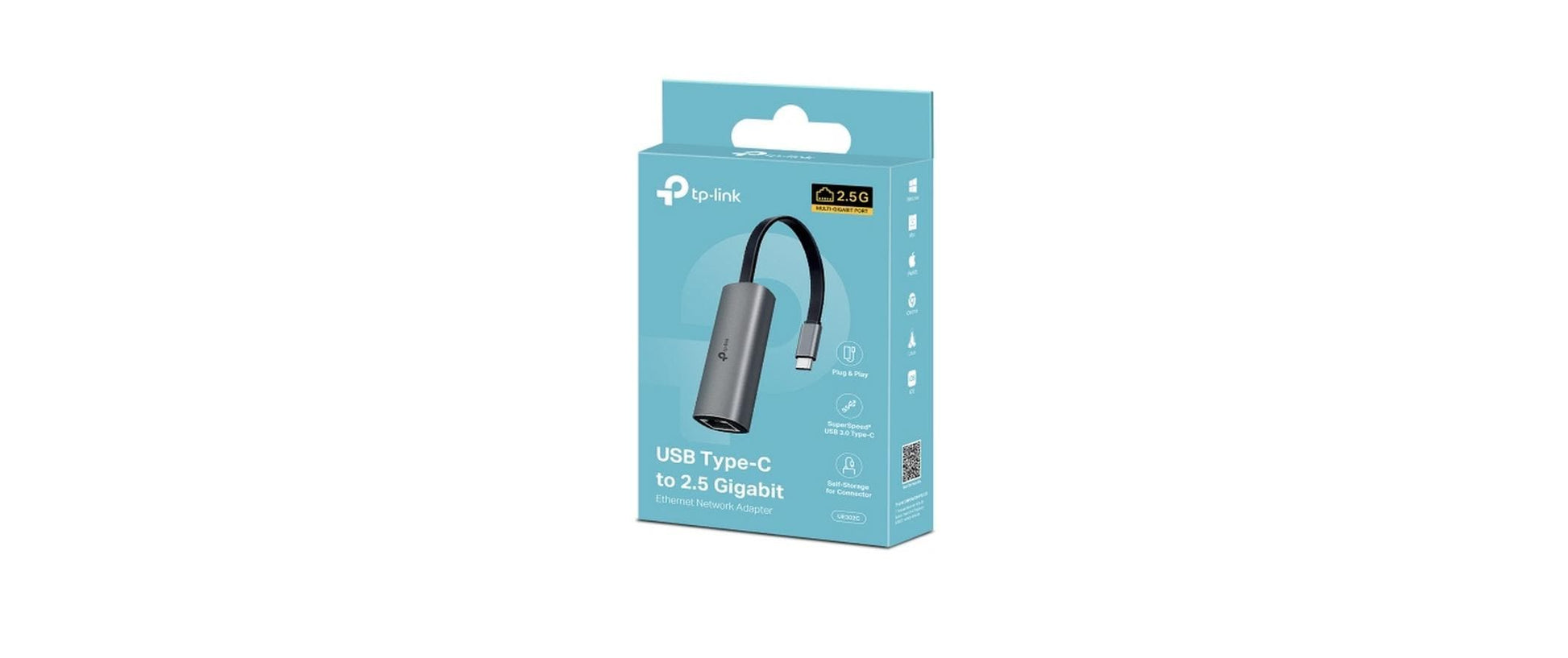 TP-Link UE302C Netzwerkadapter USB-C zu RJ-45 – 2,5 Gbit/s, für Windows/Mac/Linux, Android/ChromeOS/iOS
