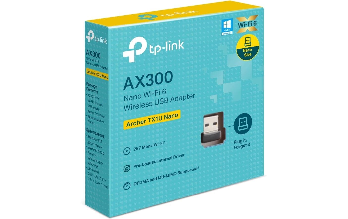 TP-Link Archer TX1U Nano USB-WLAN-Adapter – Wi-Fi 6 (802.11ax) – für Windows 7/10/11, Linux (Kernel 3.10+)
