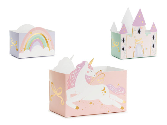 PartyDeco Take-away-Box Schloss, Papier, rechteckig – 12 × 7,5 cm – mehrfarbig – 6 Stk.