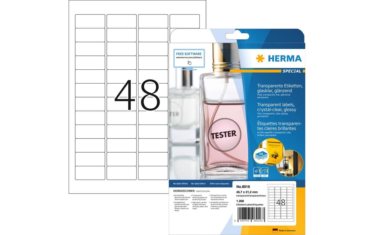 HERMA Druckeretiketten, Ø 40 mm (A4), transparent, Folie, permanent, 25 Blatt (600 Etiketten)