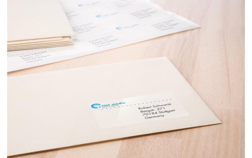 HERMA Drucketiketten, 64 mm × 38 mm, transparent, Folie, permanent, 25 Blatt (525 Etiketten)