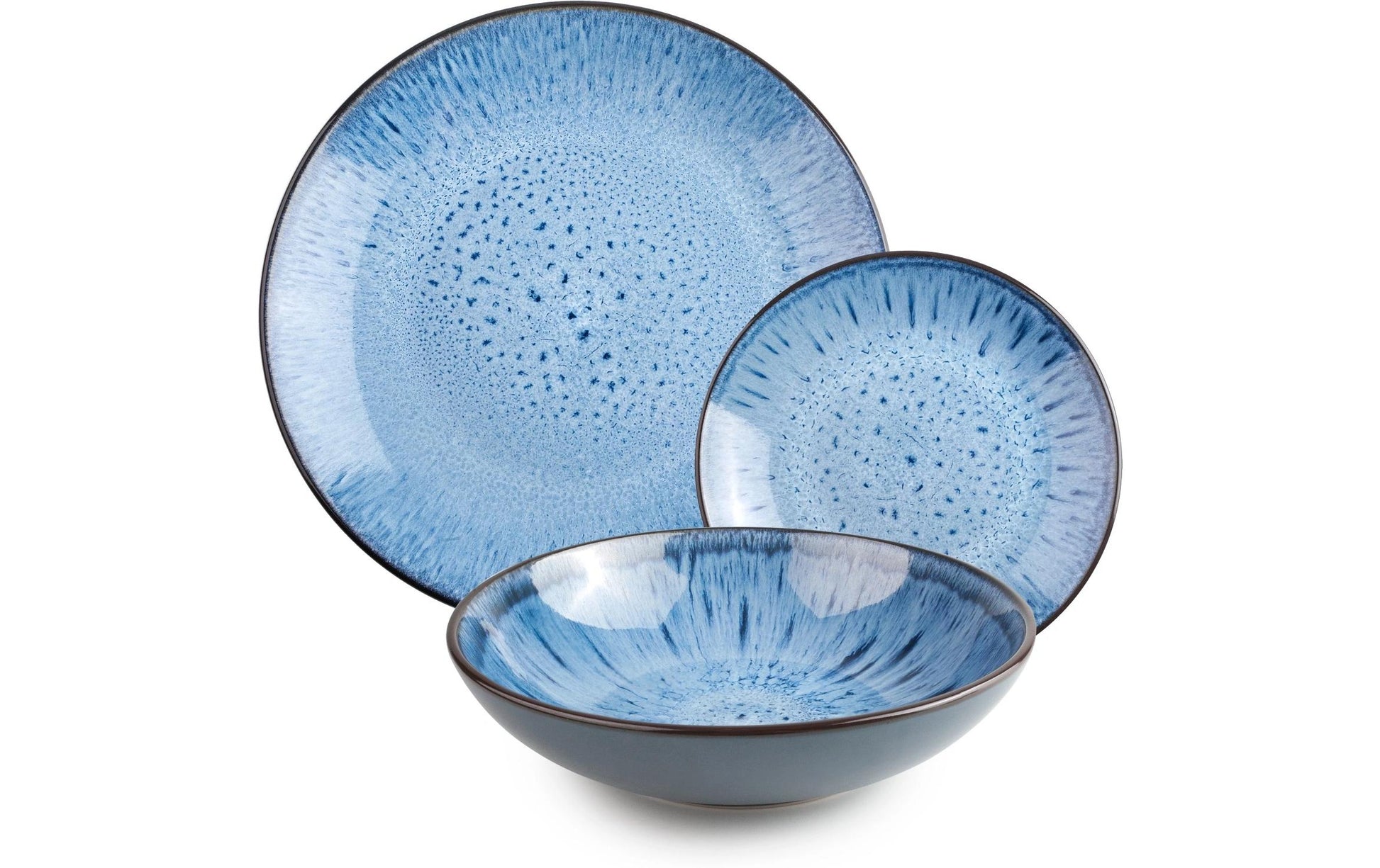 Ibili Normandia Speise-Service – 12-teilig, Ø 27/20,7/19,9 cm, Porzellan, Blau, spülmaschinenfest